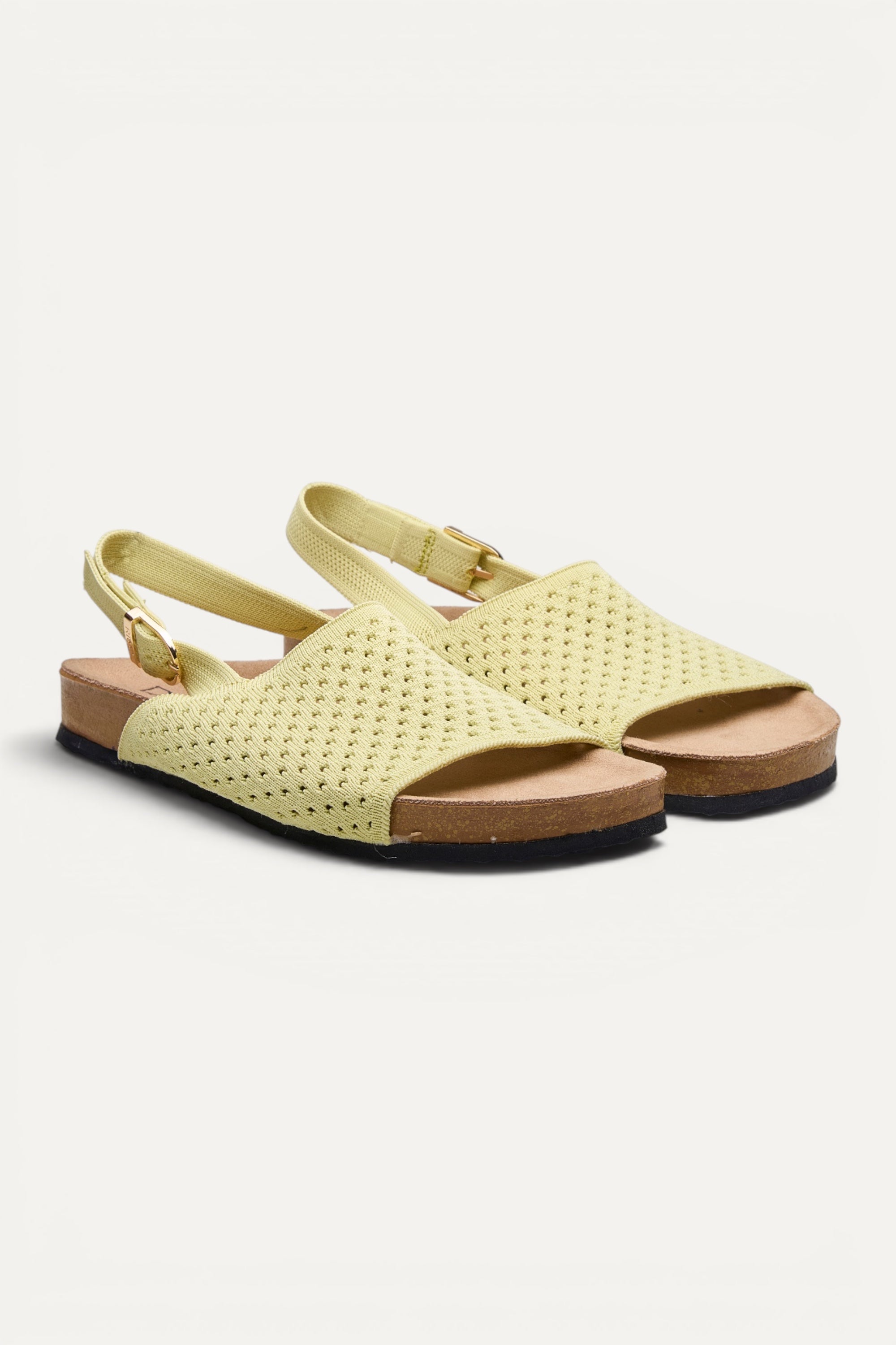 Rioz Mira Sandals in lime, vegan knit slingback sandals from recycled PET bottles, made in India.