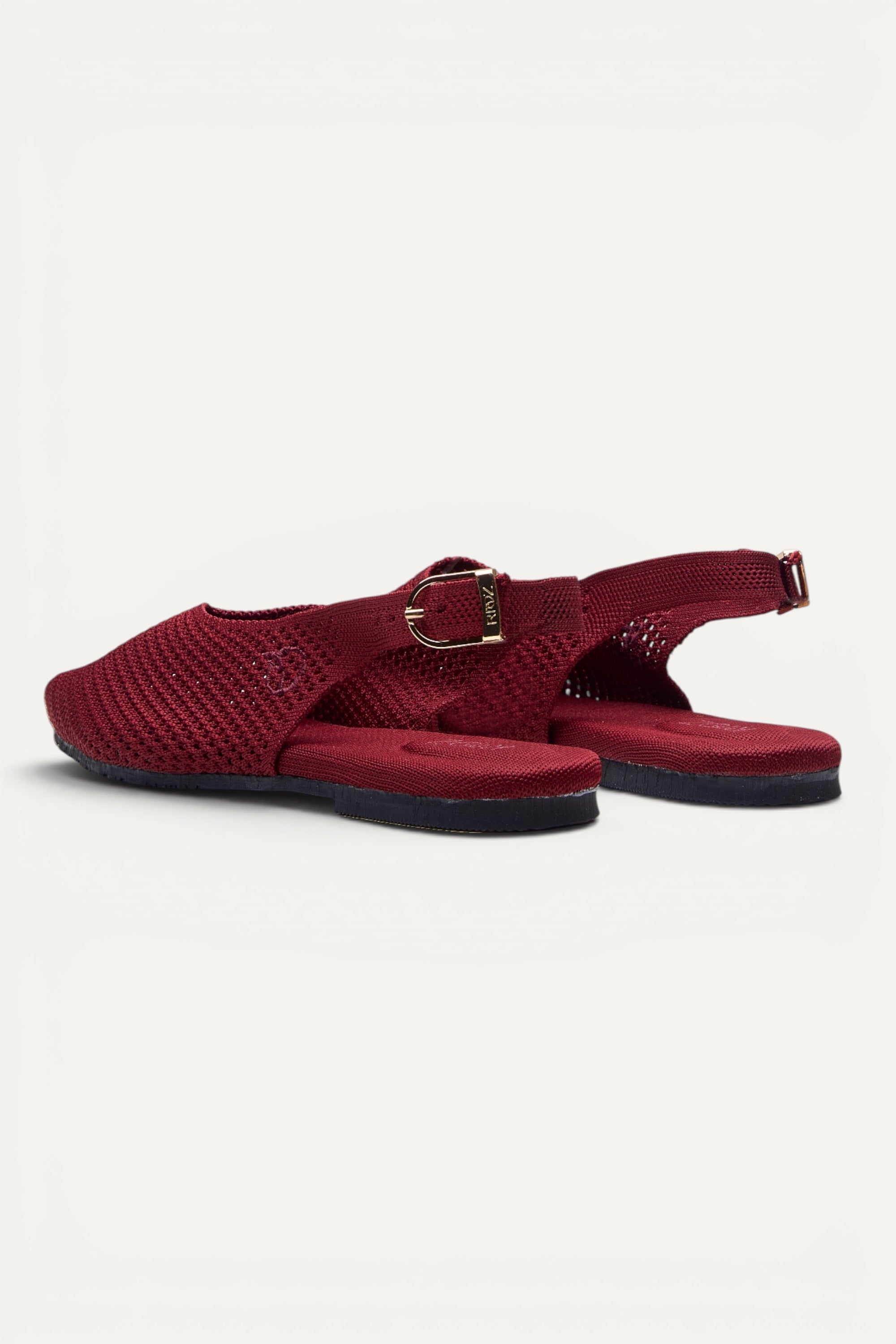 Maroon Rioz Airknit Slingbacks — vegan pointed-toe knit flats for office and evenings, machine washable.