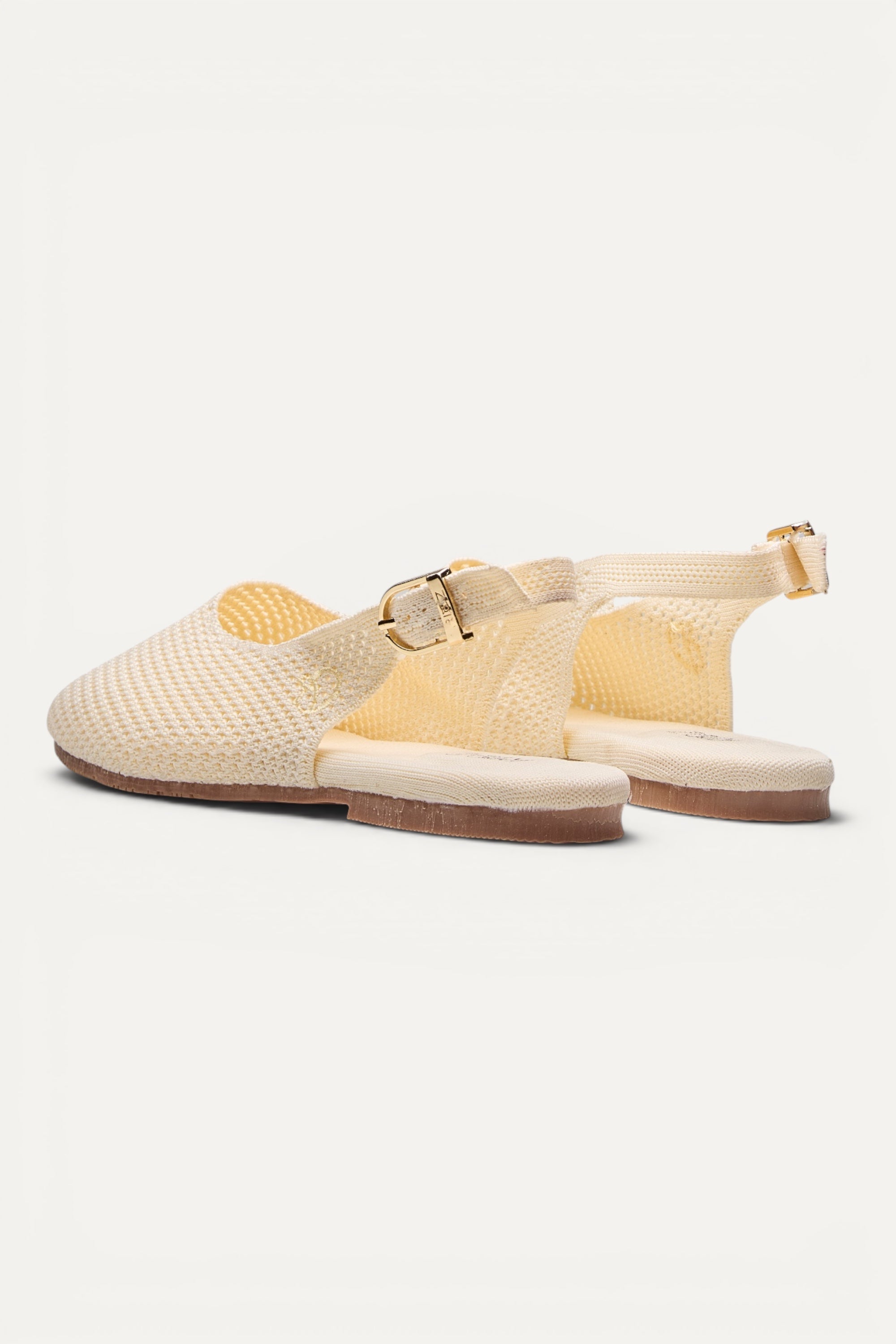 Ivory Rioz Airknit Slingbacks — vegan almond-toe knit flats for summer and daily wear, machine washable.