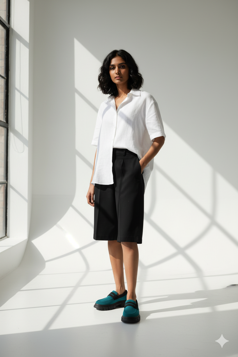 Rioz blue and black slip-on loafers for women with eco-friendly breathable knit fabric and cushioned sole