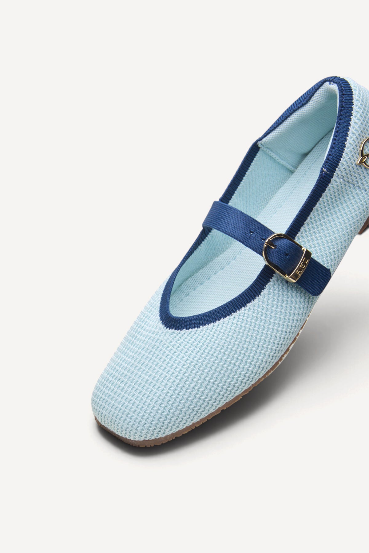 Square Toe Metro Duet Mary Janes in Ocean, rPET knit, machine washable