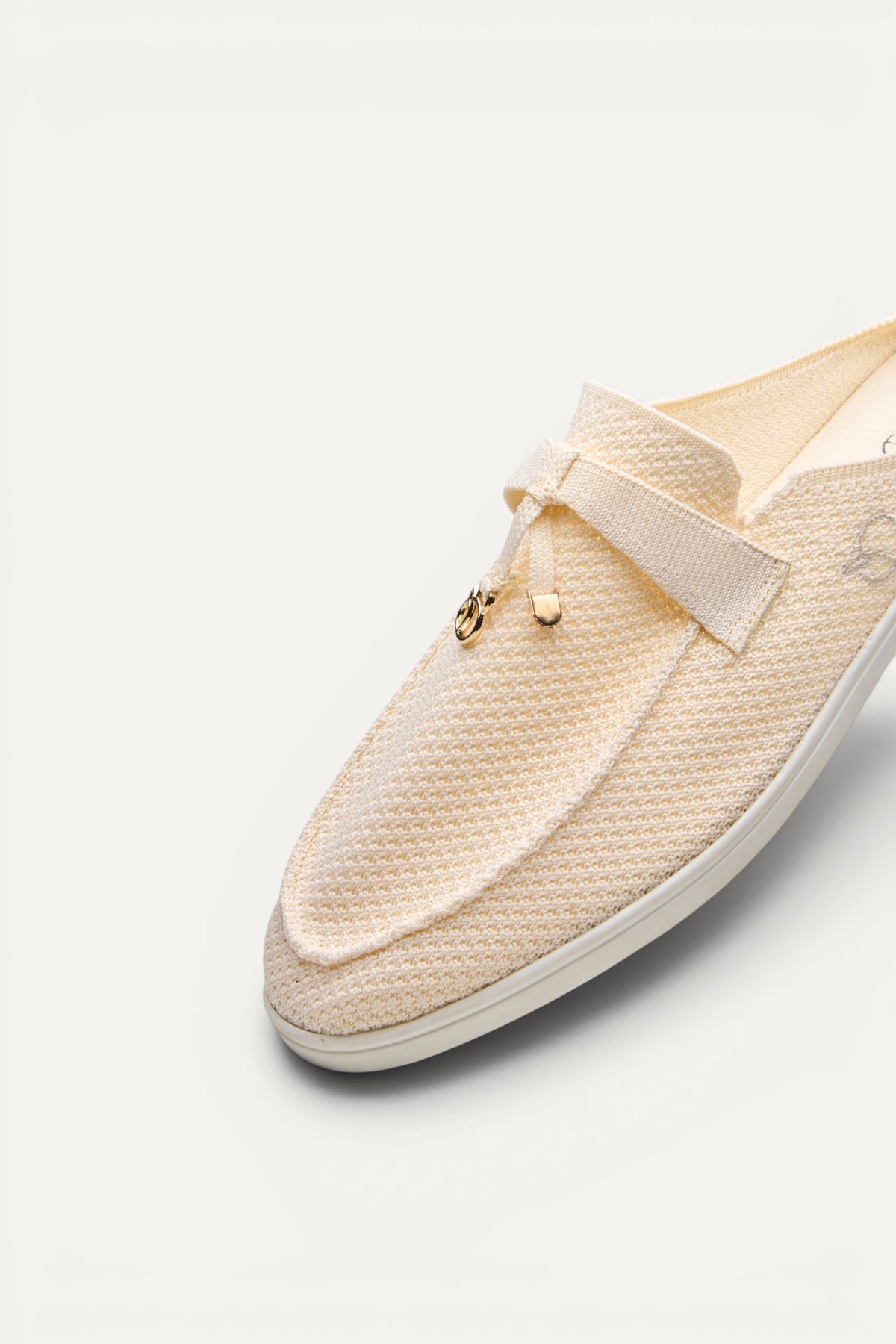 Coco Mules in Ivory, rPET knit, machine washable