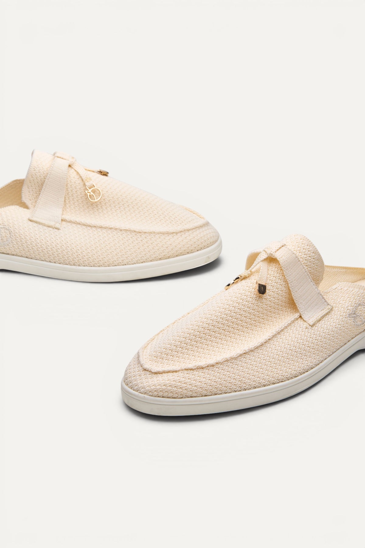Coco Mules in Ivory, rPET knit, machine washable