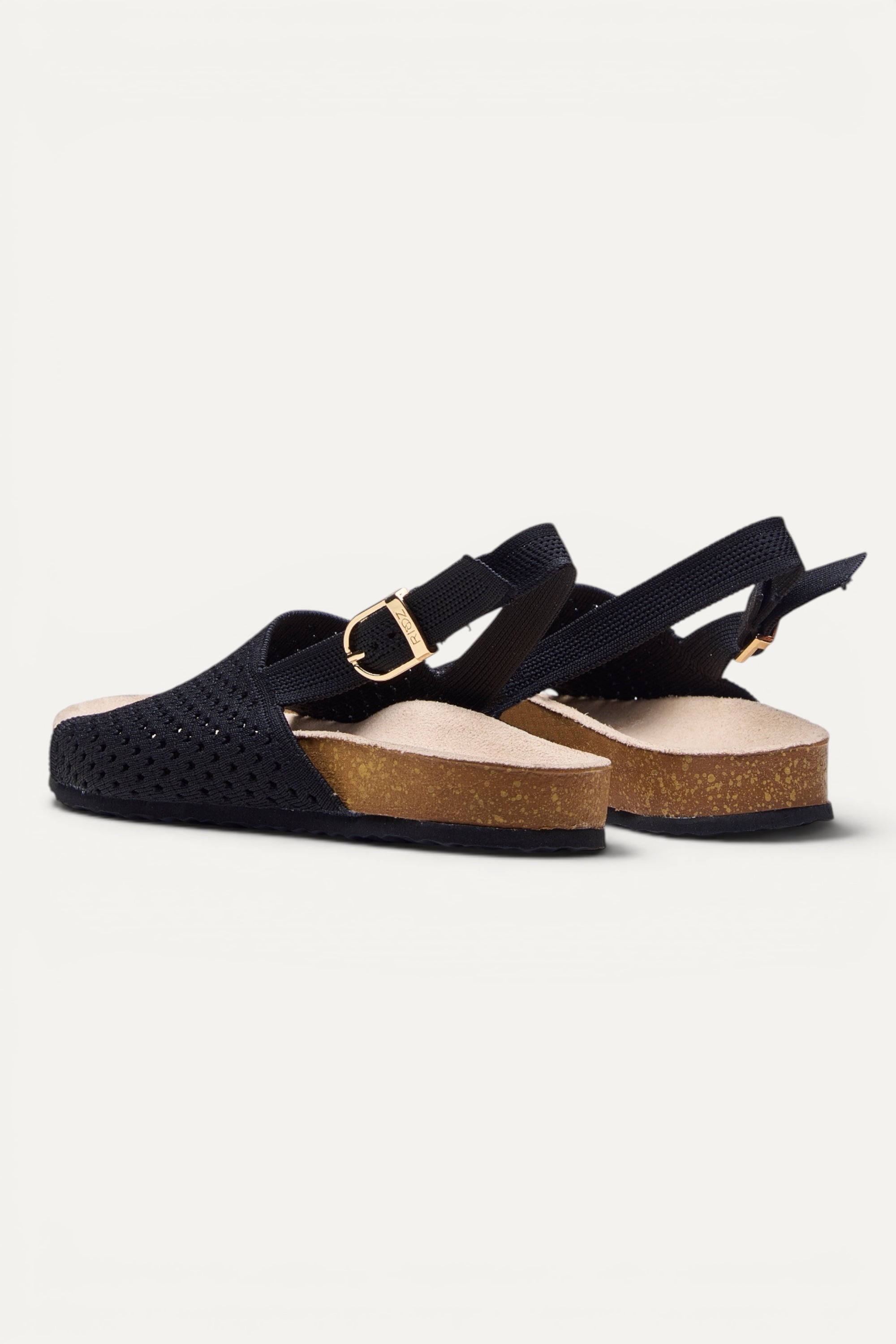 Black Rioz Mira Sandals — vegan pointelle knit sandals for office and daily wear, machine washable.