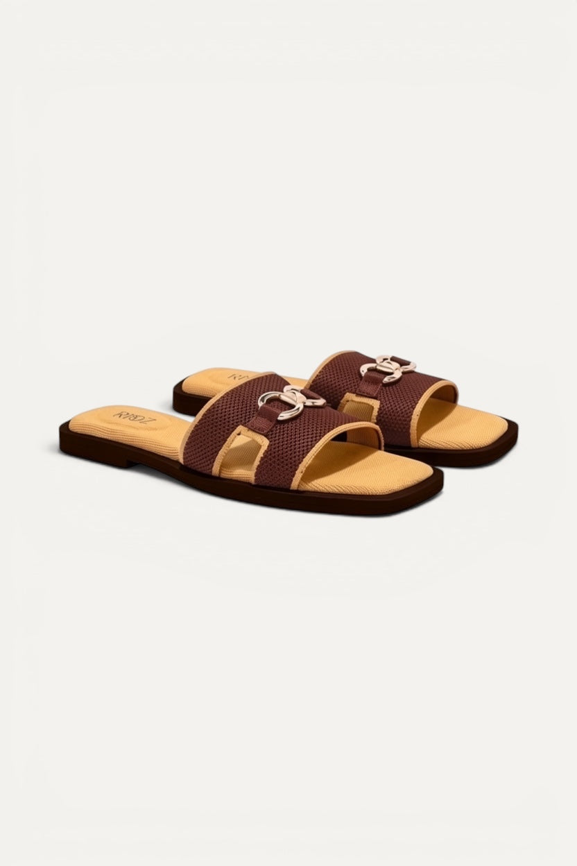 The Aura Slides in Yellow, rPET knit, machine washable