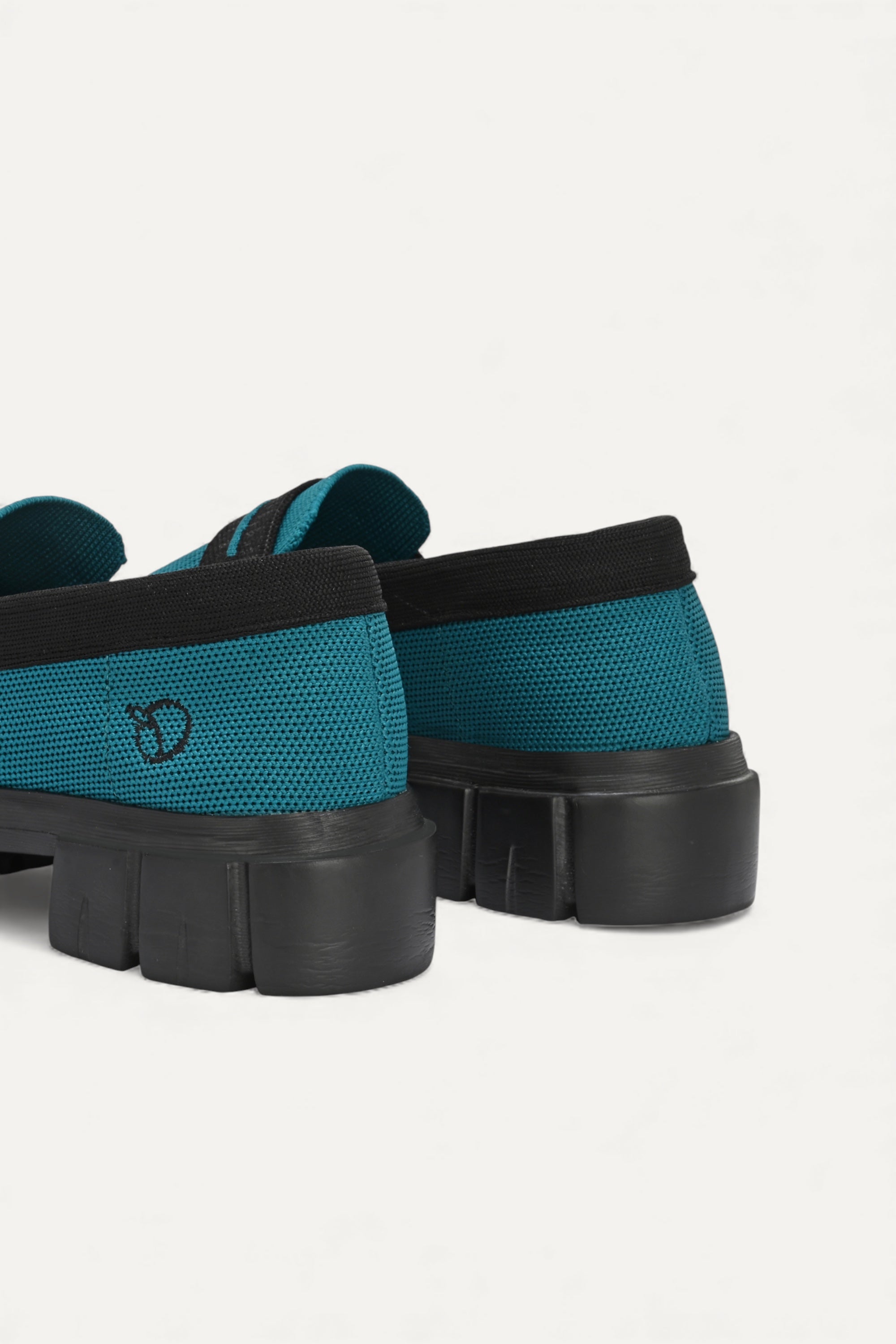 Rioz blue and black slip-on loafers for women with eco-friendly breathable knit fabric and cushioned sole