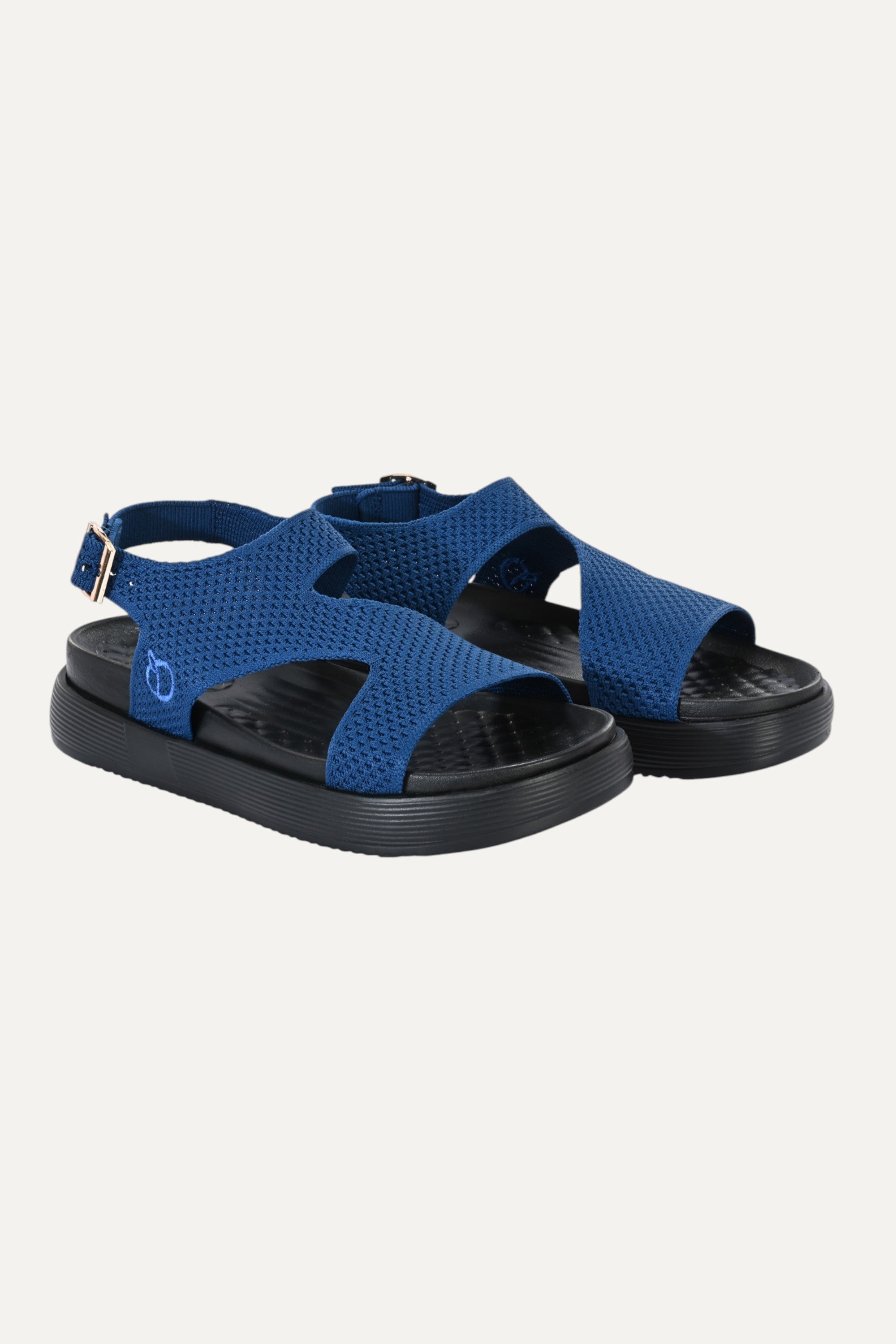 Rioz black casual sandals for women with breathable knit straps and cushioned sole eco-friendly fabric and cushioned sole