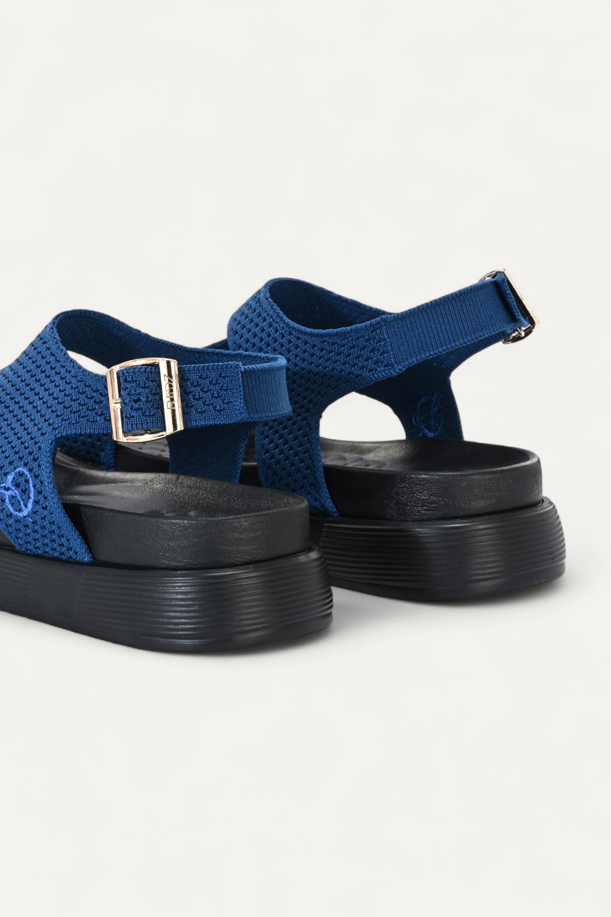 Rioz black casual sandals for women with breathable knit straps and cushioned sole eco-friendly fabric and cushioned sole