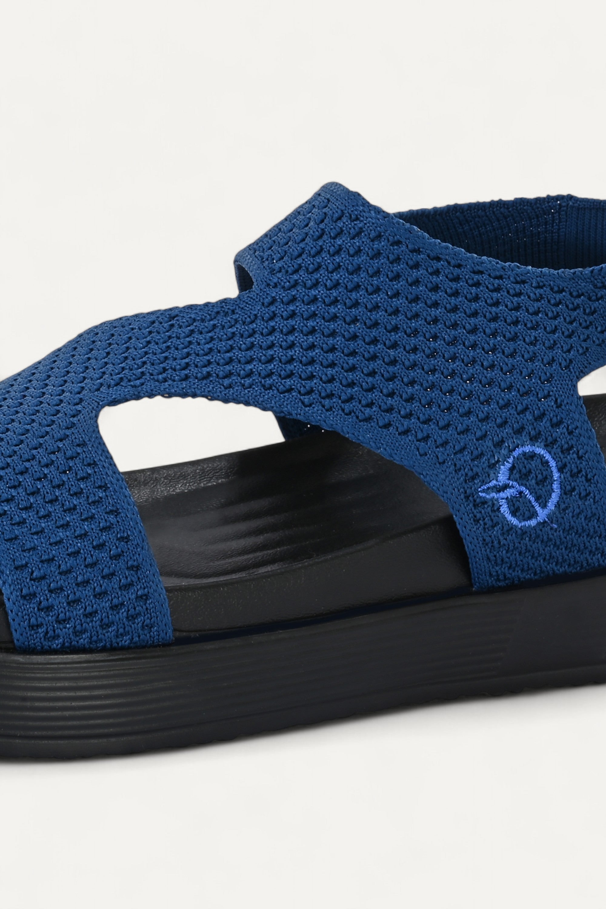 Rioz black casual sandals for women with breathable knit straps and cushioned sole eco-friendly fabric and cushioned sole