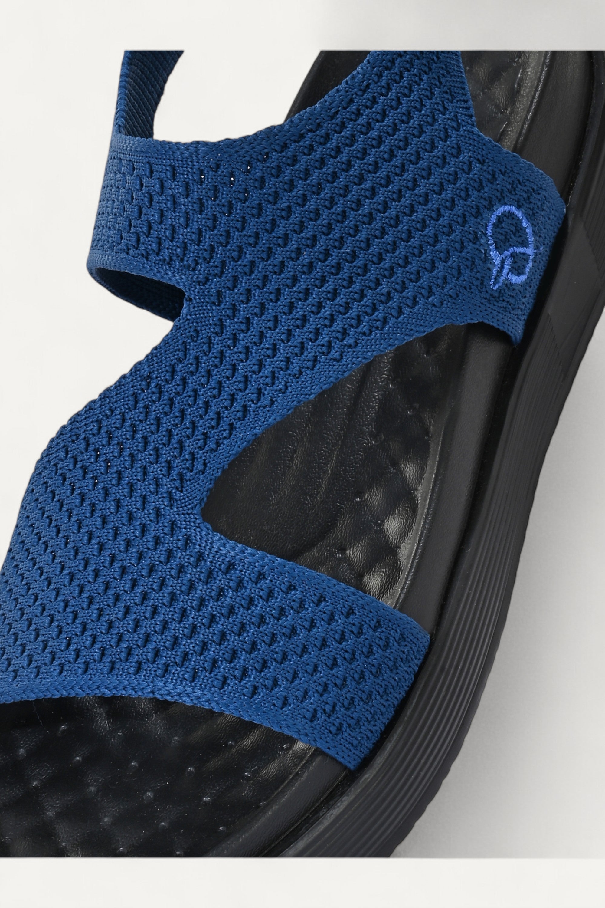 Rioz black casual sandals for women with breathable knit straps and cushioned sole eco-friendly fabric and cushioned sole