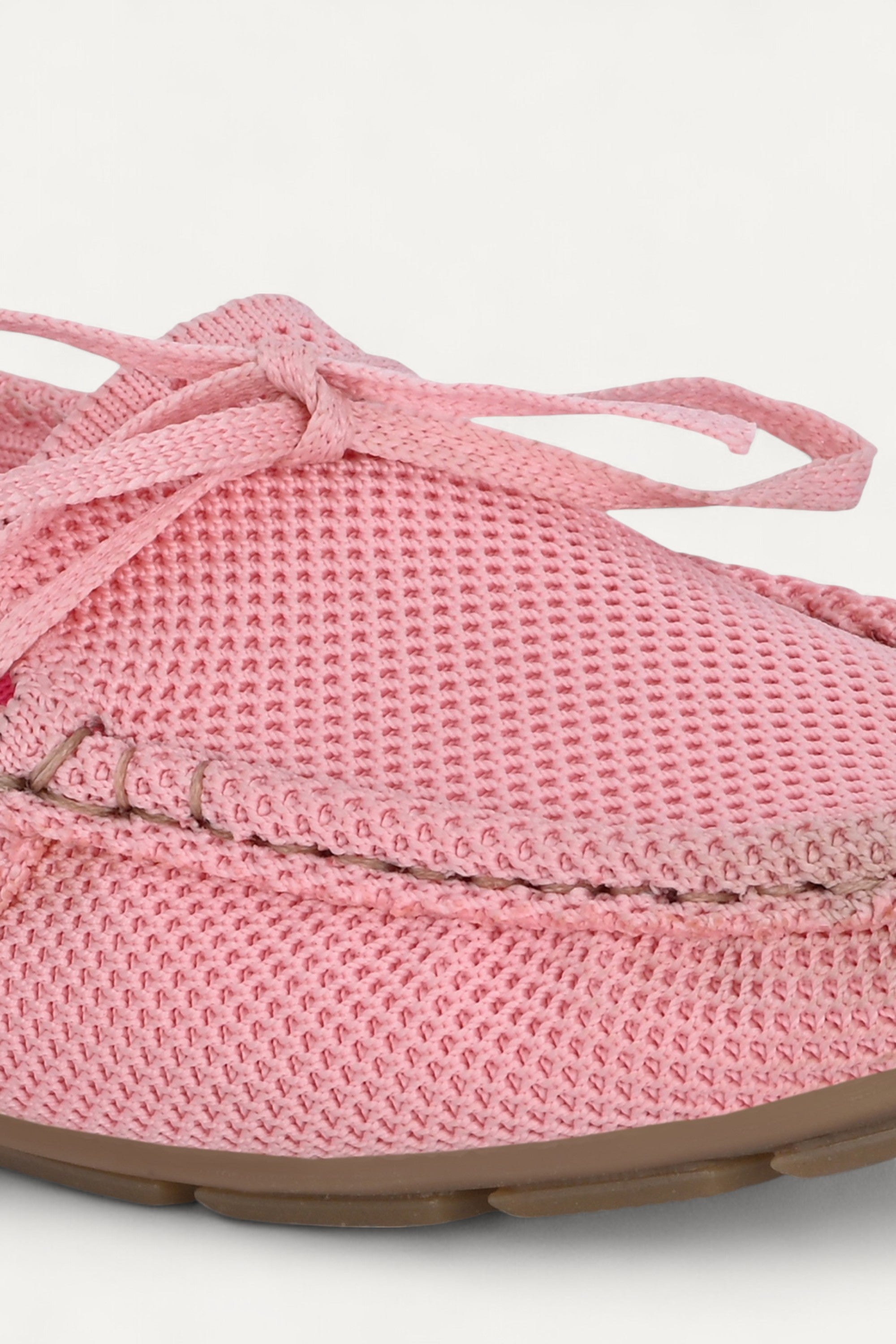 Rioz pink knit loafers for women with breathable mesh design, lace-up closure, and eco-friendly fabric and cushioned sole