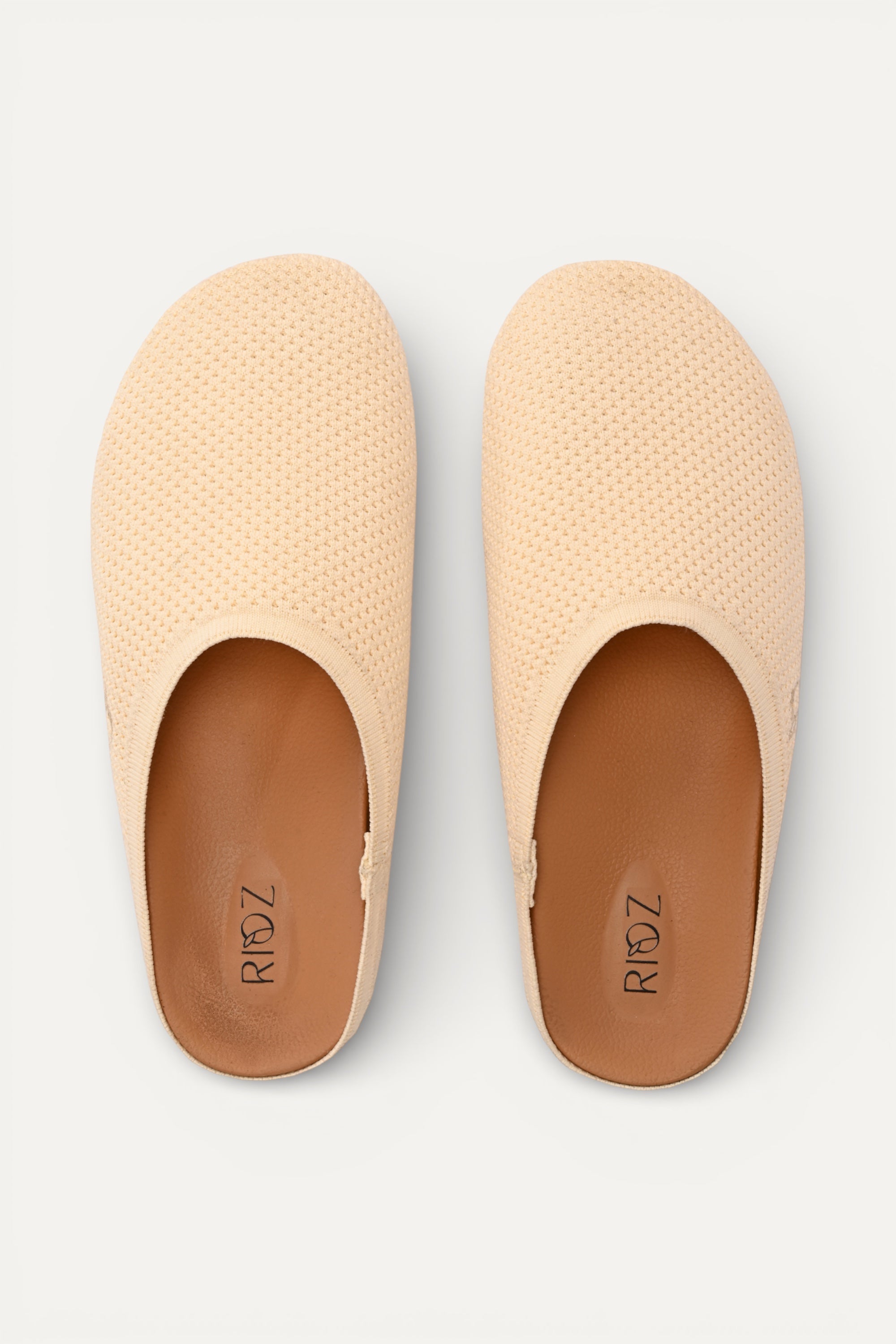 Rioz women beige slip-on loafers breathable, knit fabric and soft cushioned insole casual footwear