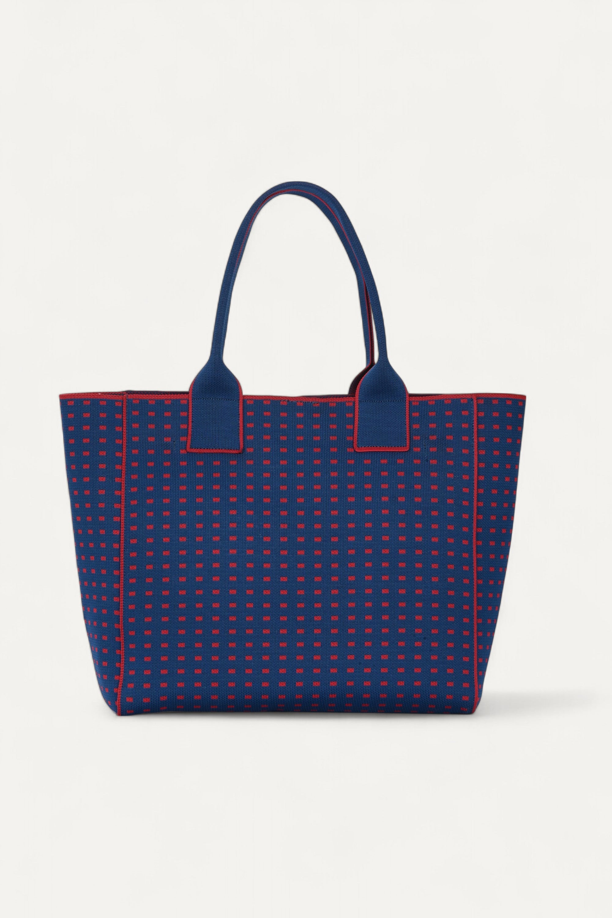 Eco-friendly backpack by Rioz blue and red crossbody bag, stylish textured handbag for women