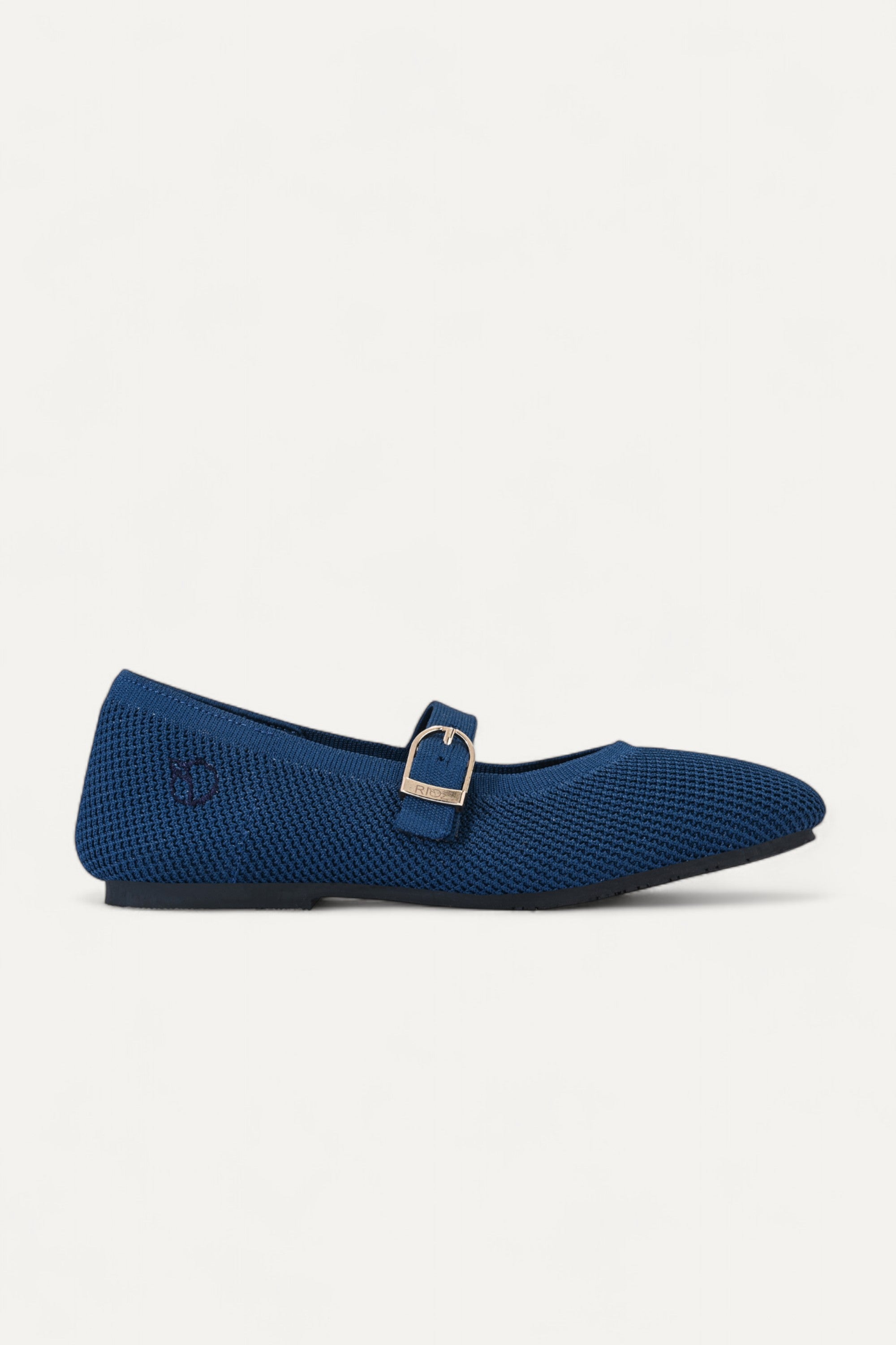 Rioz Blue Mary Jane flats for women with breathable knit fabric and adjustable strap-eco friendly Jane flats-sustainable footwear