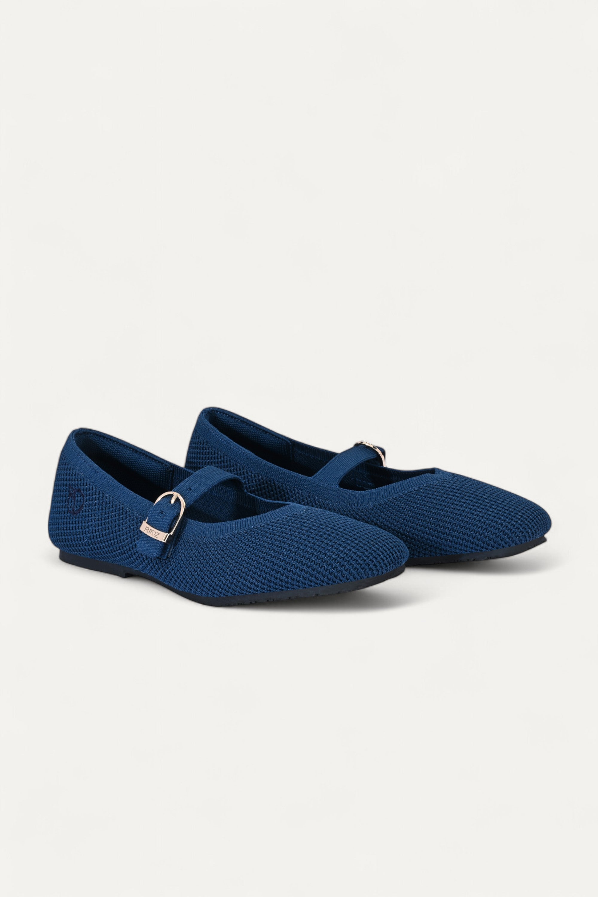 Rioz Blue Mary Jane flats for women with breathable knit fabric and adjustable strap-eco friendly Jane flats-sustainable footwear