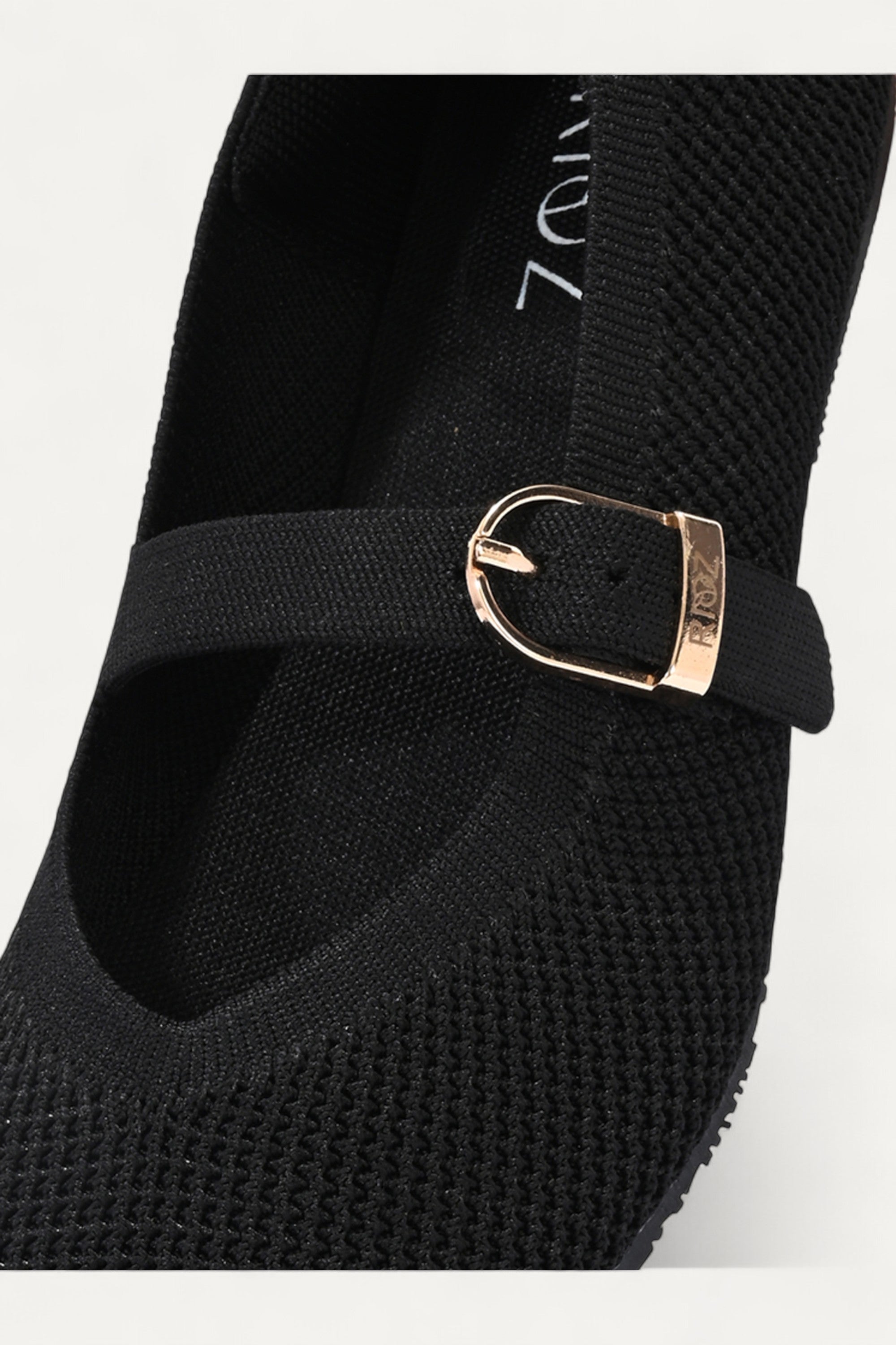 Rioz Black Mary Jane flats for women with breathable knit fabric and adjustable strap-eco friendly Jane flats-sustainable footwear