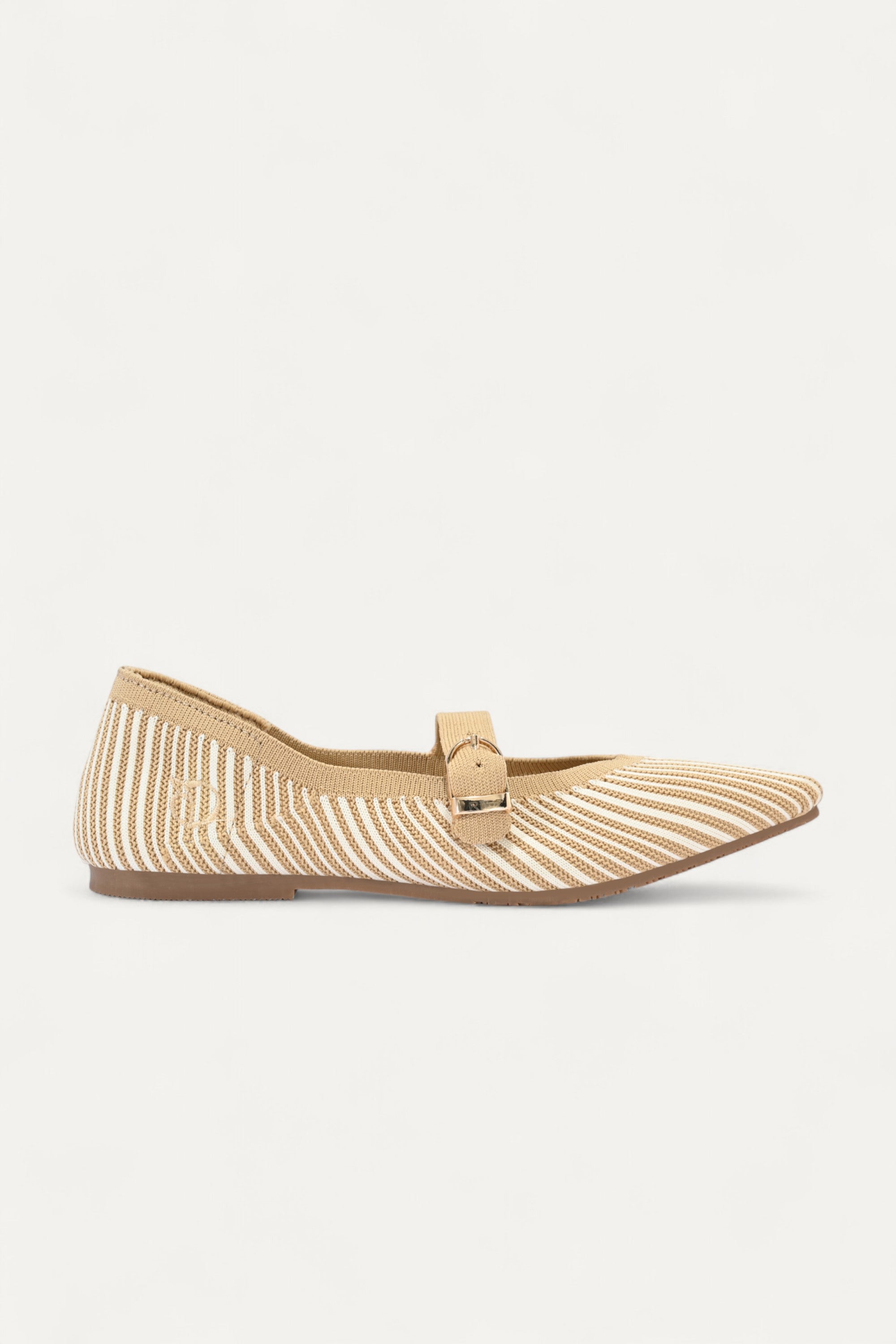 Rioz Cream Veloce Mary Janes for women with breathable knit fabric and adjustable strap-eco friendly Jane flats-sustainable footwear