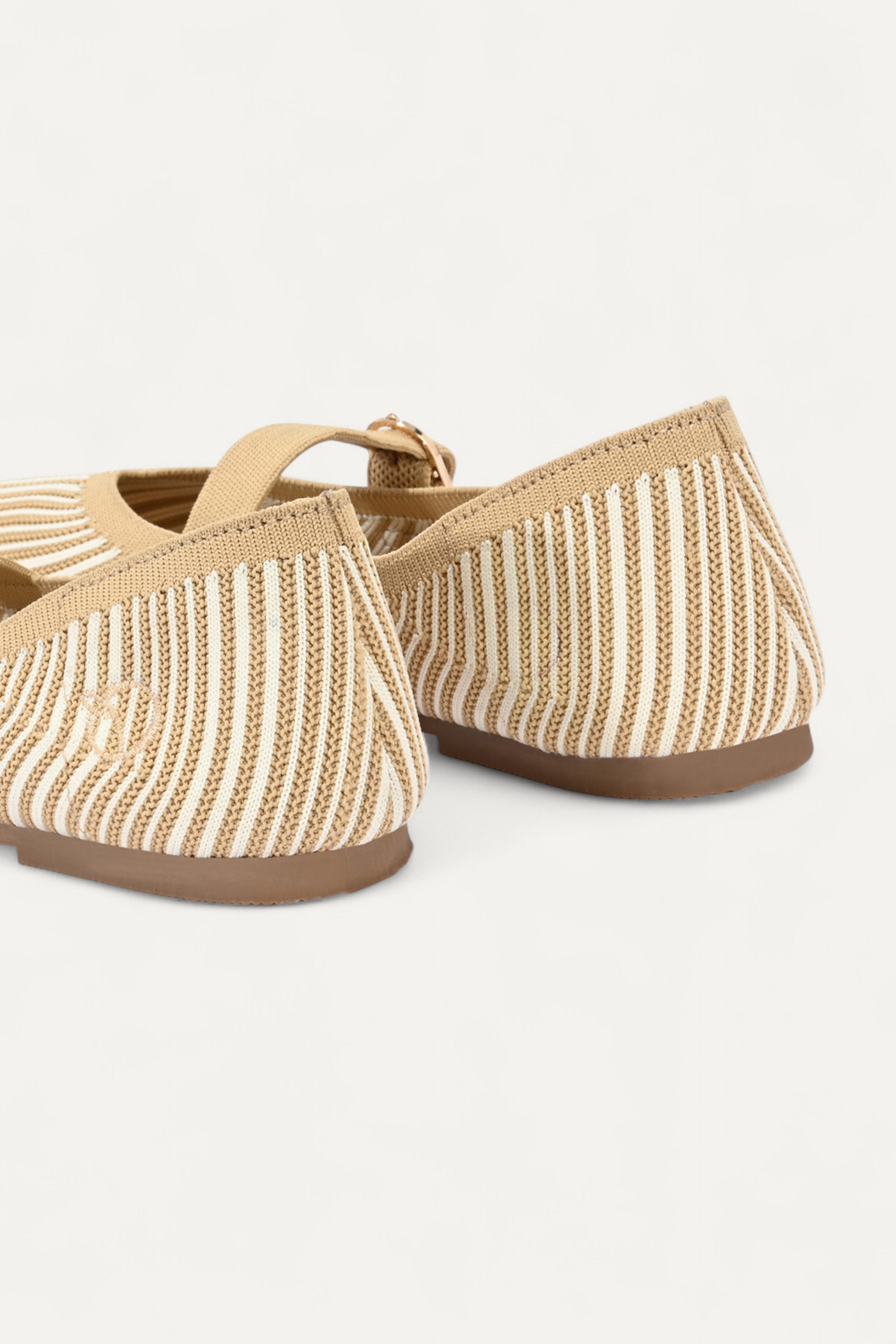 Rioz Cream Veloce Mary Janes for women with breathable knit fabric and adjustable strap-eco friendly Jane flats-sustainable footwear
