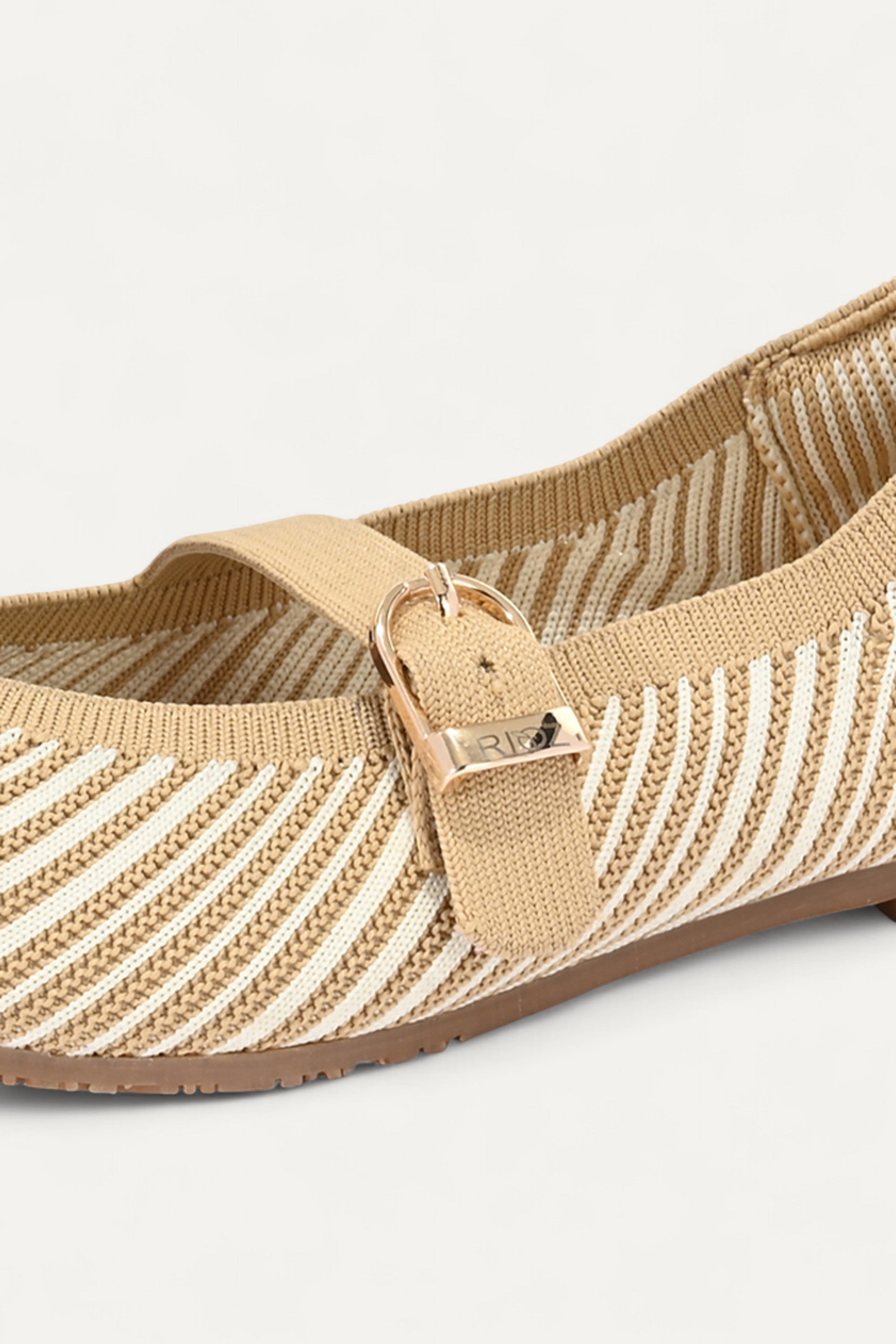 Rioz Cream Veloce Mary Janes for women with breathable knit fabric and adjustable strap-eco friendly Jane flats-sustainable footwear