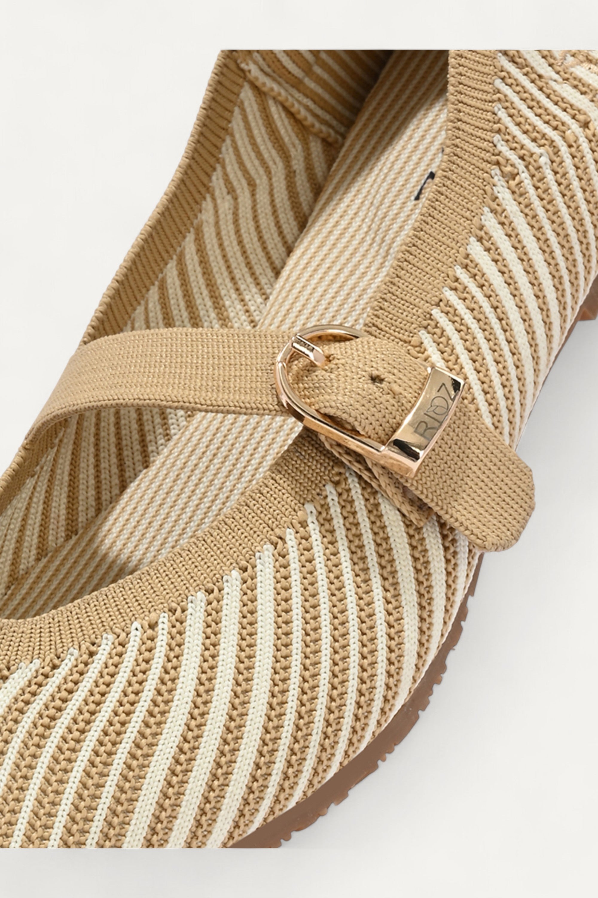 Rioz Cream Veloce Mary Janes for women with breathable knit fabric and adjustable strap-eco friendly Jane flats-sustainable footwear