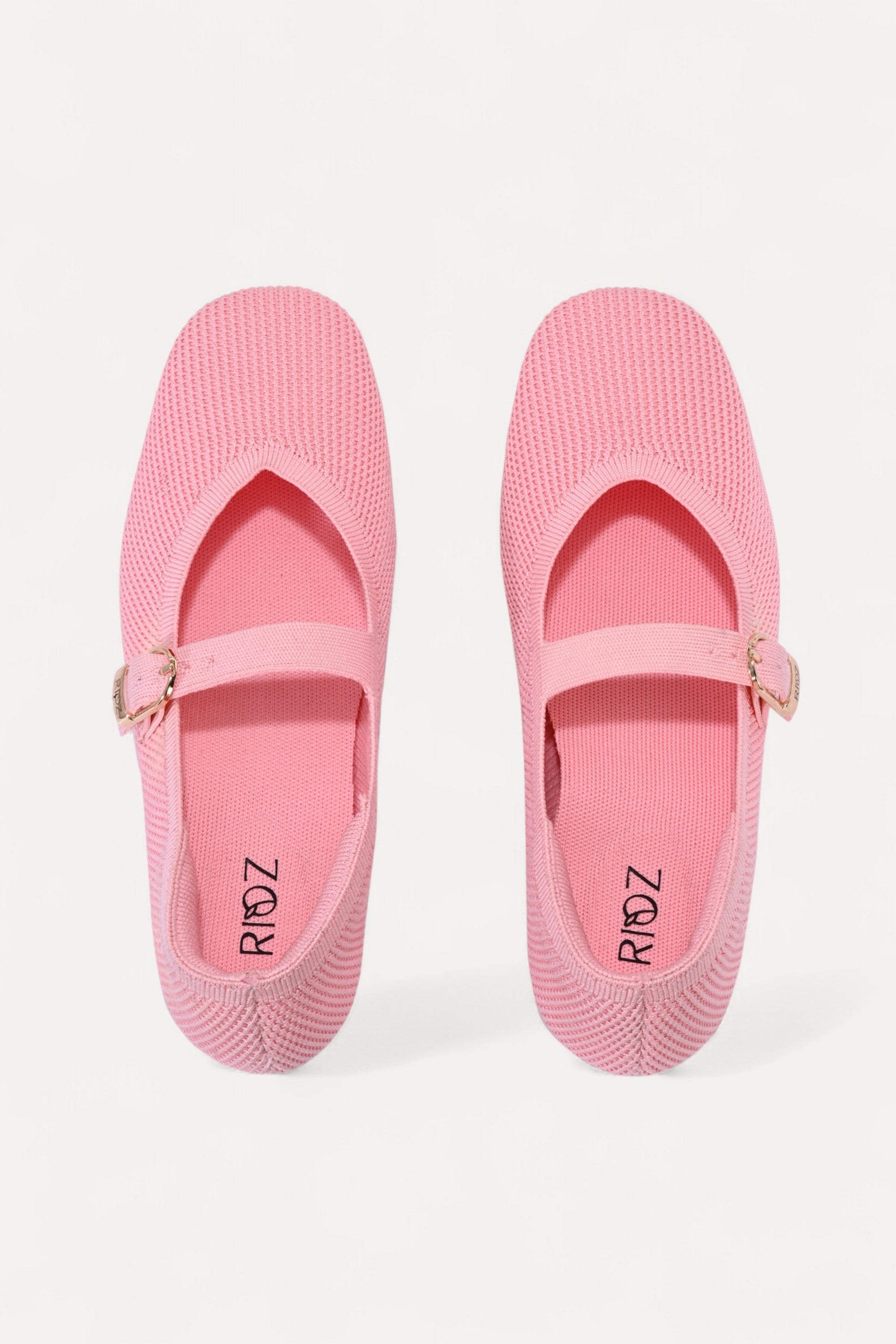 Rioz pink Mary Jane flats for women with breathable knit fabric and adjustable strap-eco friendly Jane flats-sustainable footwear