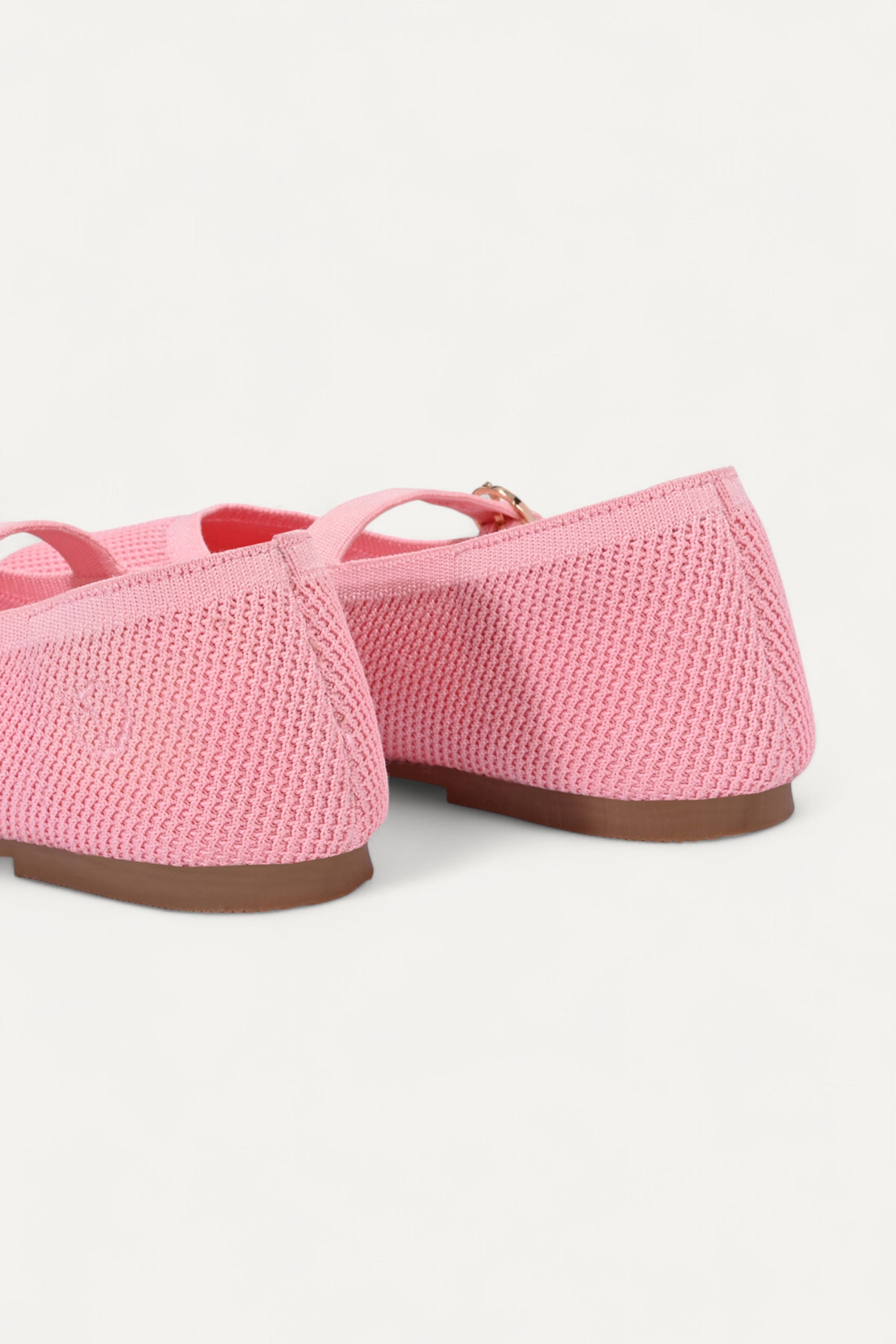 Rioz pink Mary Jane flats for women with breathable knit fabric and adjustable strap-eco friendly Jane flats-sustainable footwear