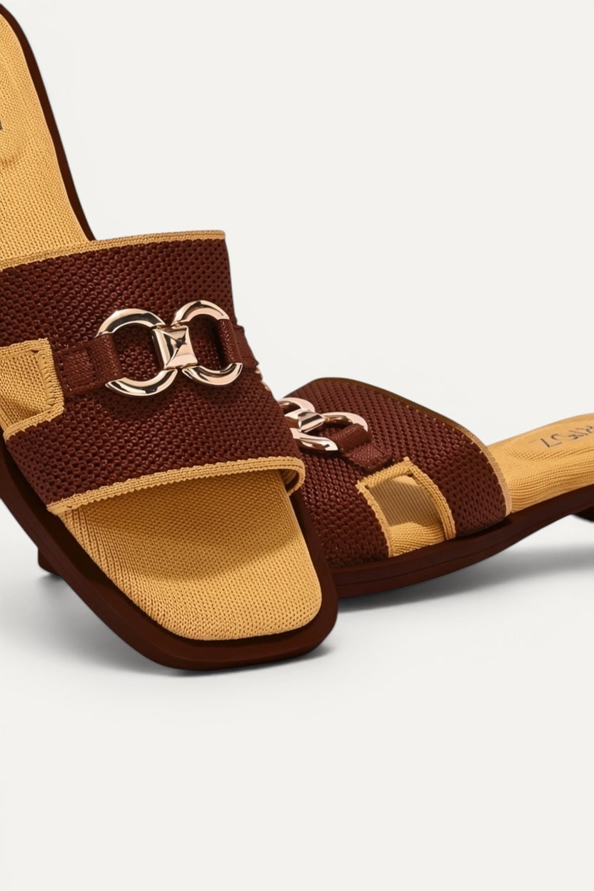 The Aura Slides in Yellow, rPET knit, machine washable