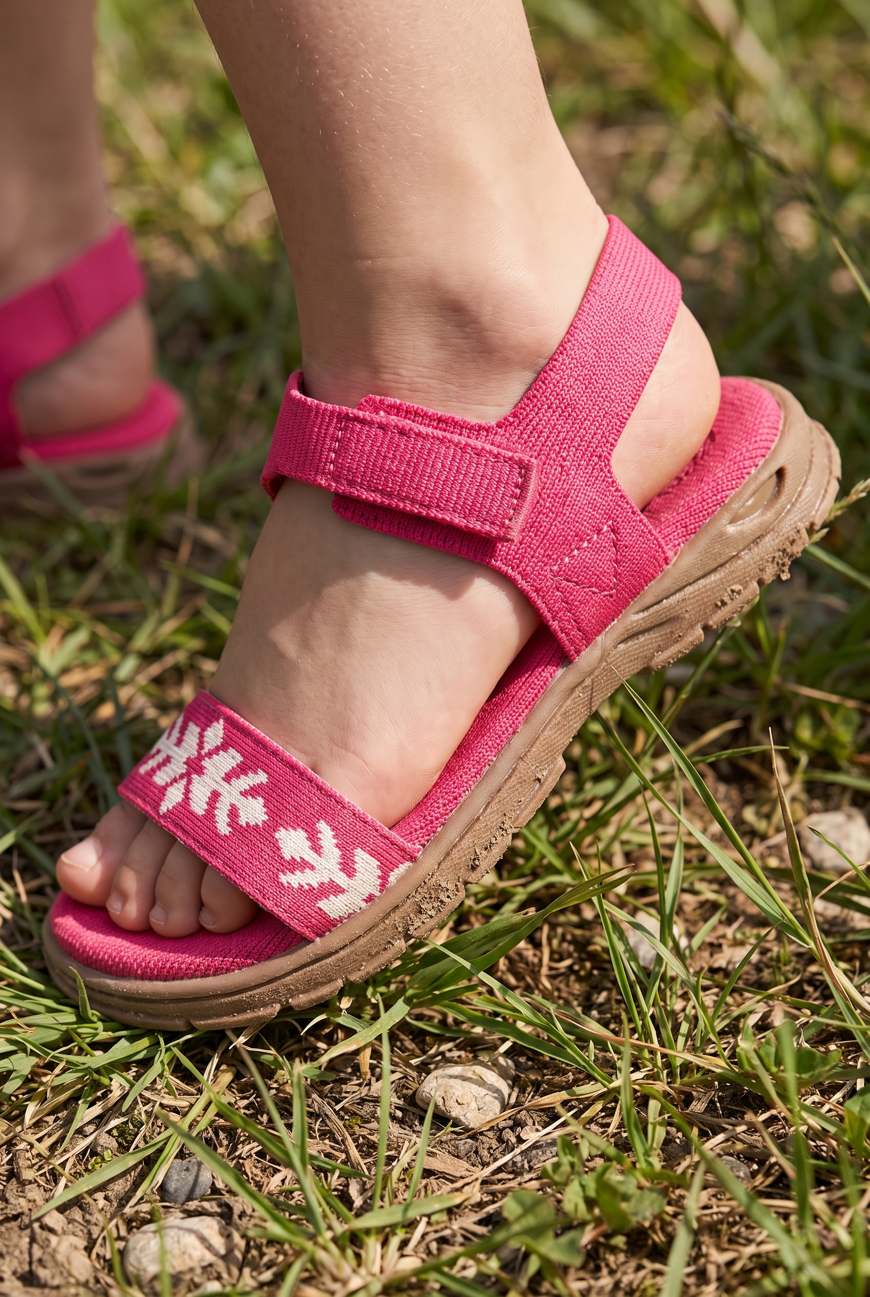 Kids Sunny Sandal Pink foot closeup on girl