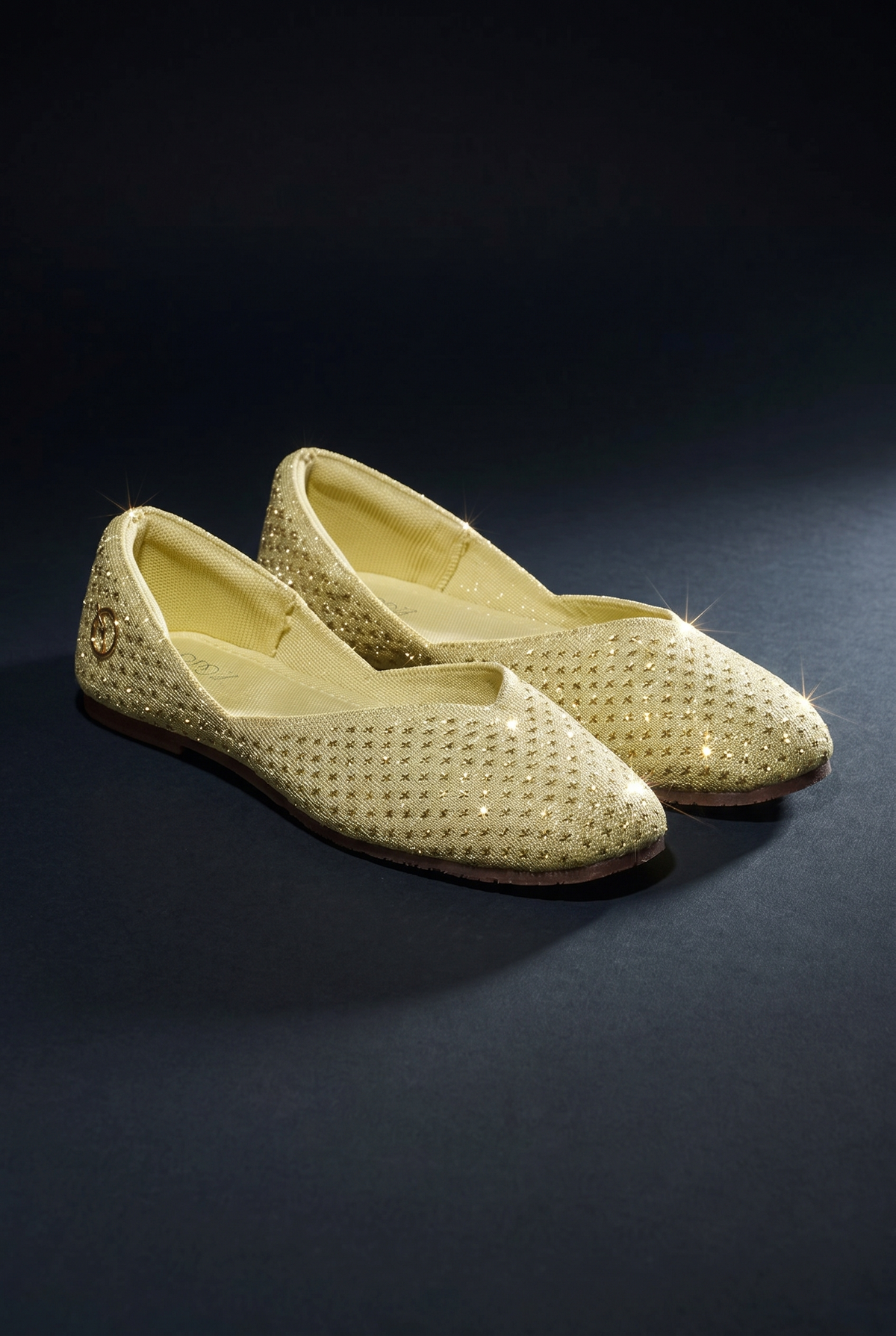 Sitara Juttis Lime Gold shimmer and shape, sparkling jutti pair