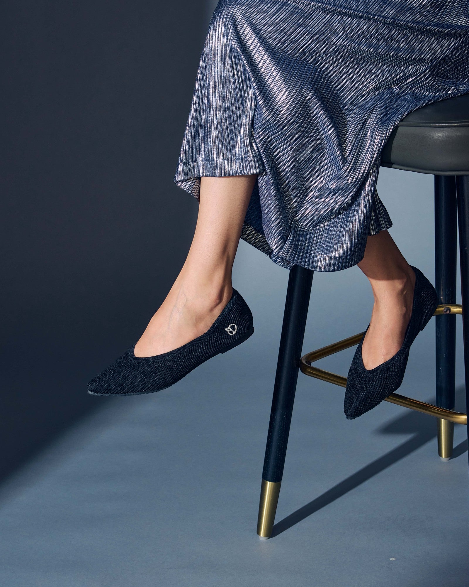 Rioz black pointed toe flats for women with breathable knit fabric and lightweight sole-eco friendly footwear