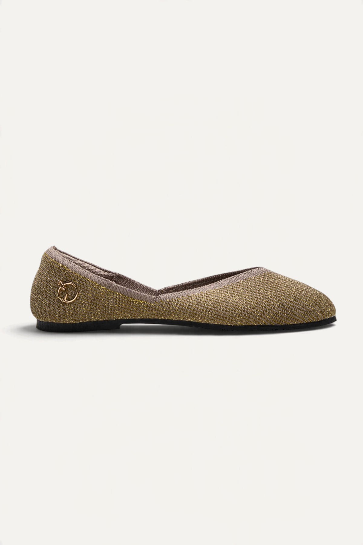 Sitara Juttis in Taupe Gold, side view