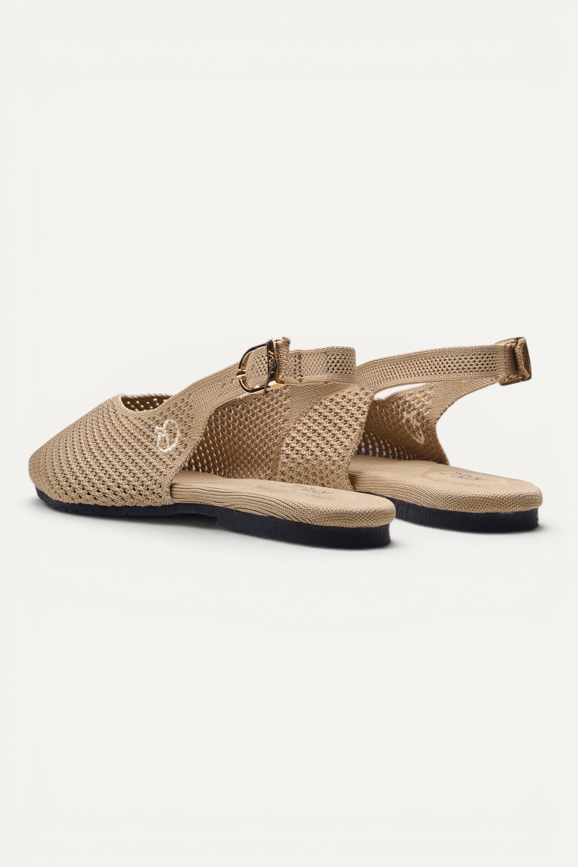 Sand Rioz Airknit Slingbacks — vegan pointed-toe knit flats for office and daily wear, machine washable.