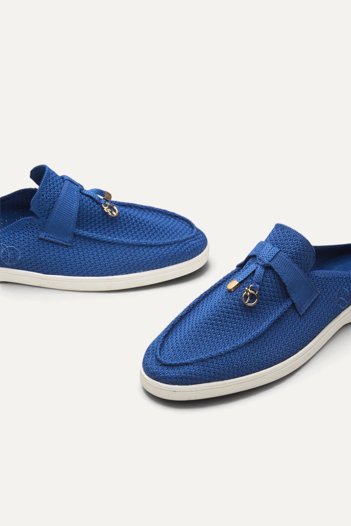 Coco Mules in Blue, rPET knit, machine washable