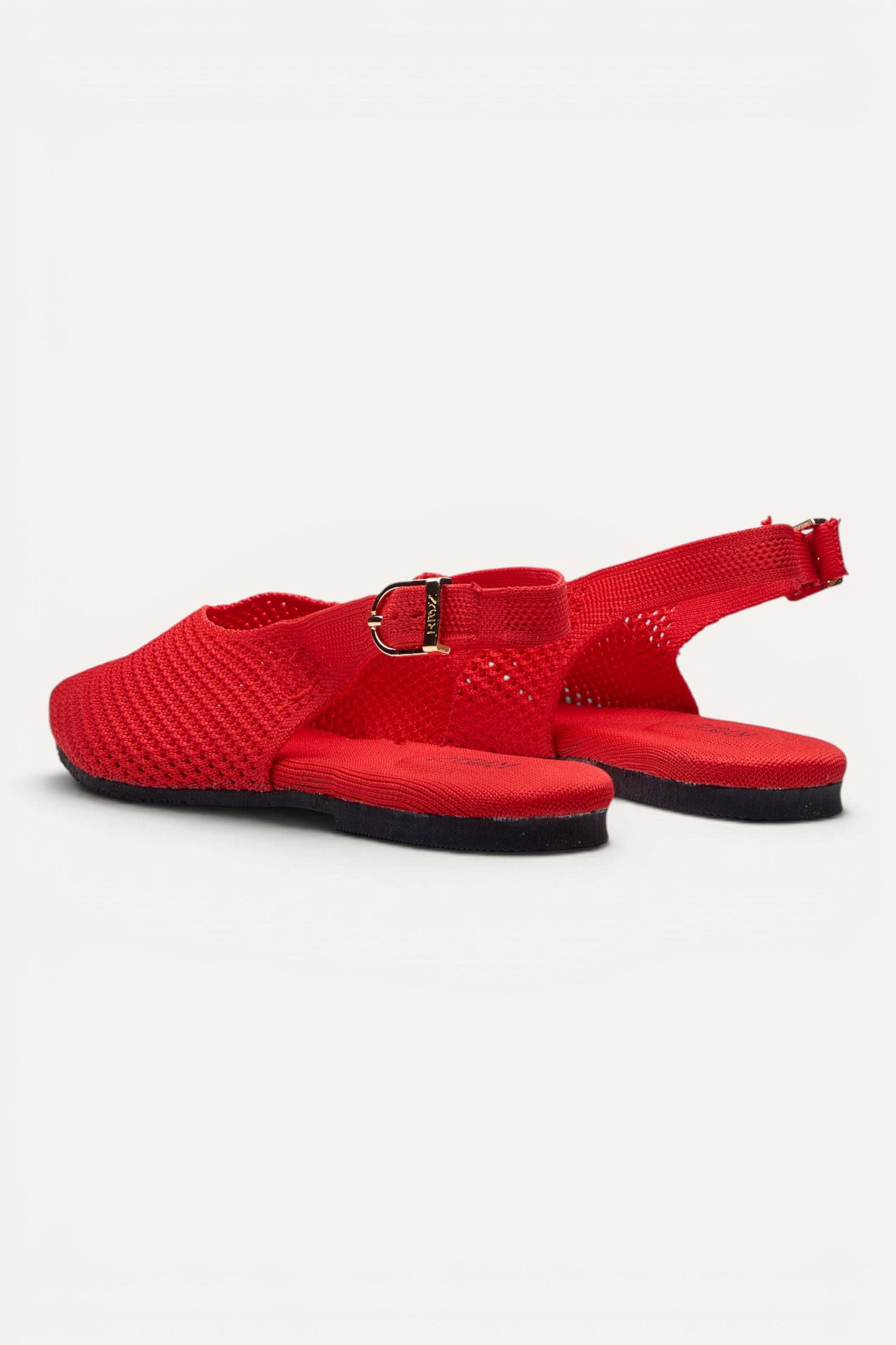 Red Rioz Airknit Slingbacks — vegan pointed-toe knit flats for parties and statement looks, washable.