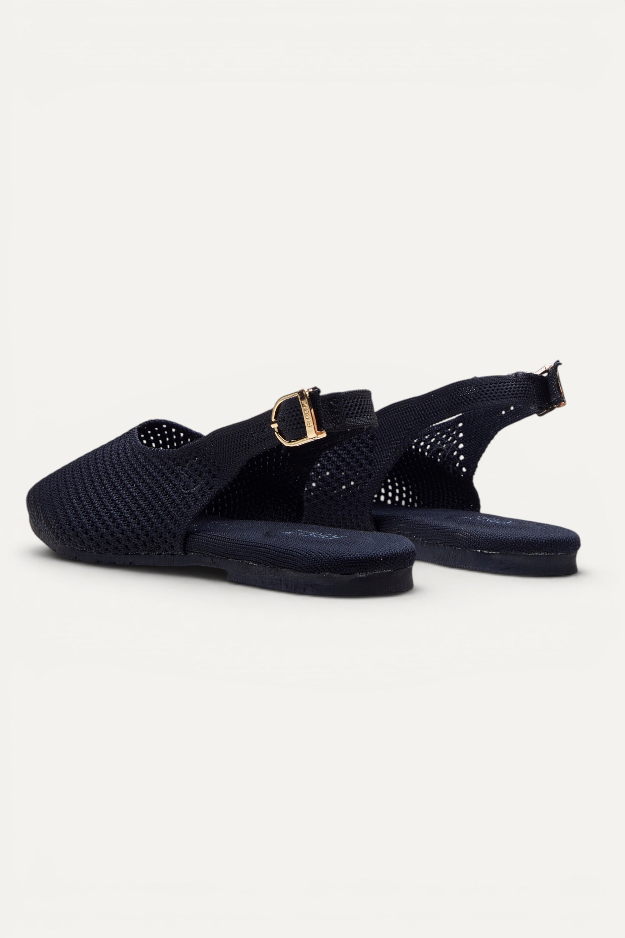 Black Rioz Airknit Slingbacks — vegan pointed-toe knit flats for office and formal wear, machine washable.