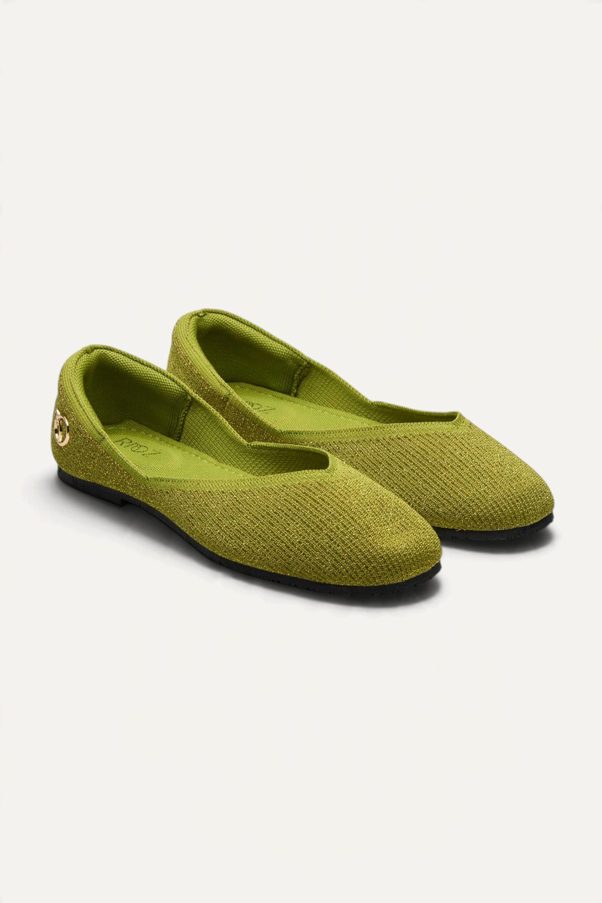 Sitara Juttis in Green Gold, rPET knit, machine washable