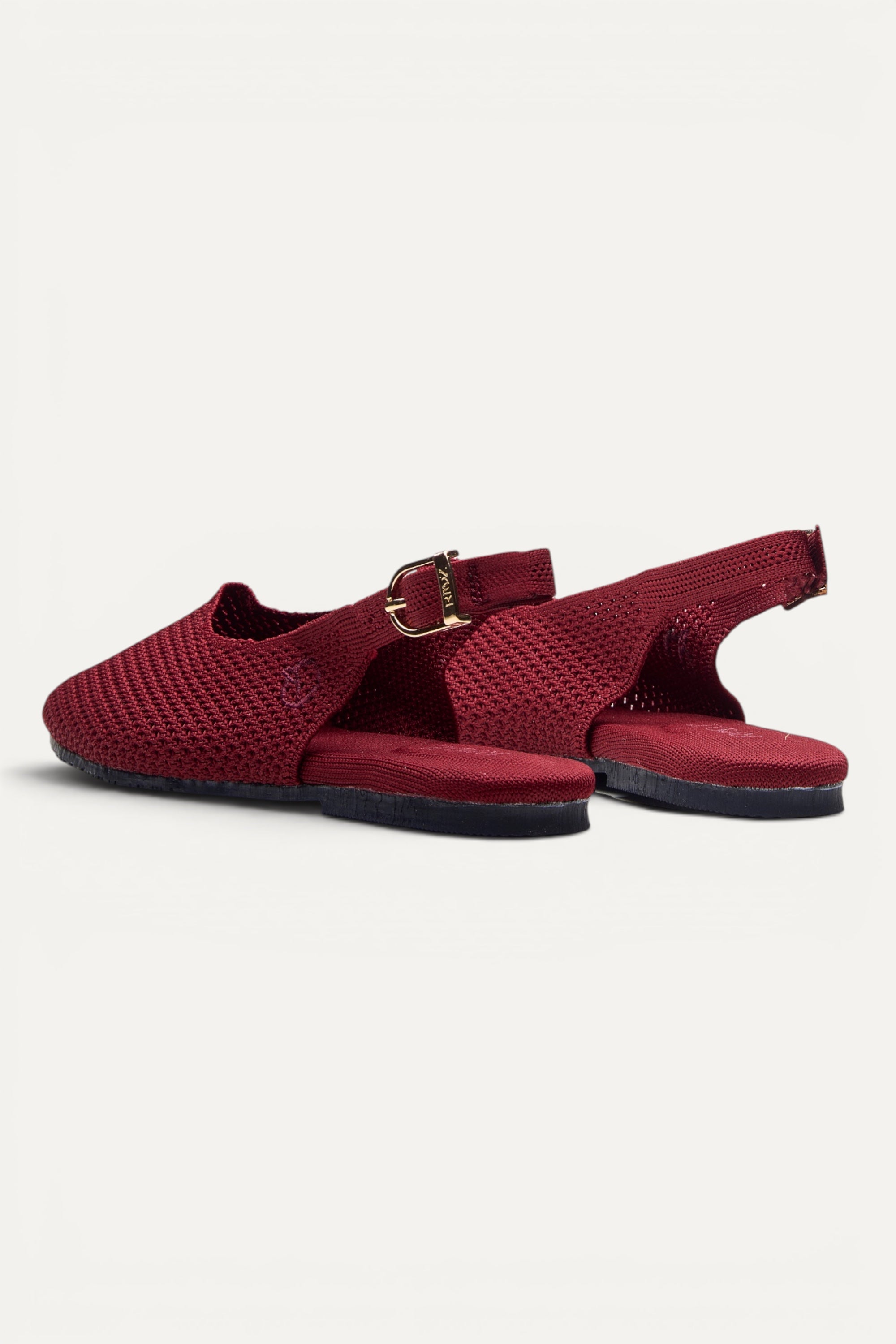 Maroon Rioz Airknit Slingbacks — vegan almond-toe knit flats for office and evenings, machine washable.