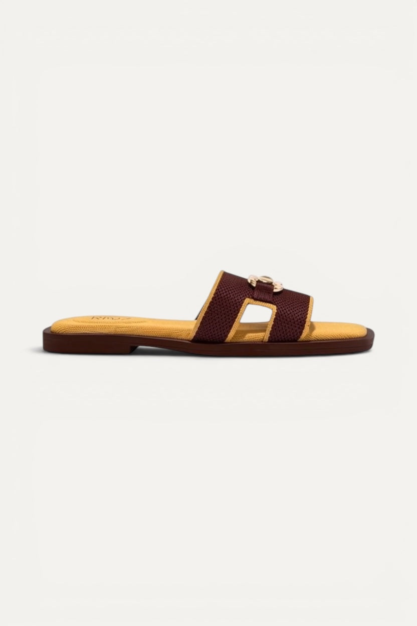 The Aura Slides in Yellow, rPET knit, machine washable