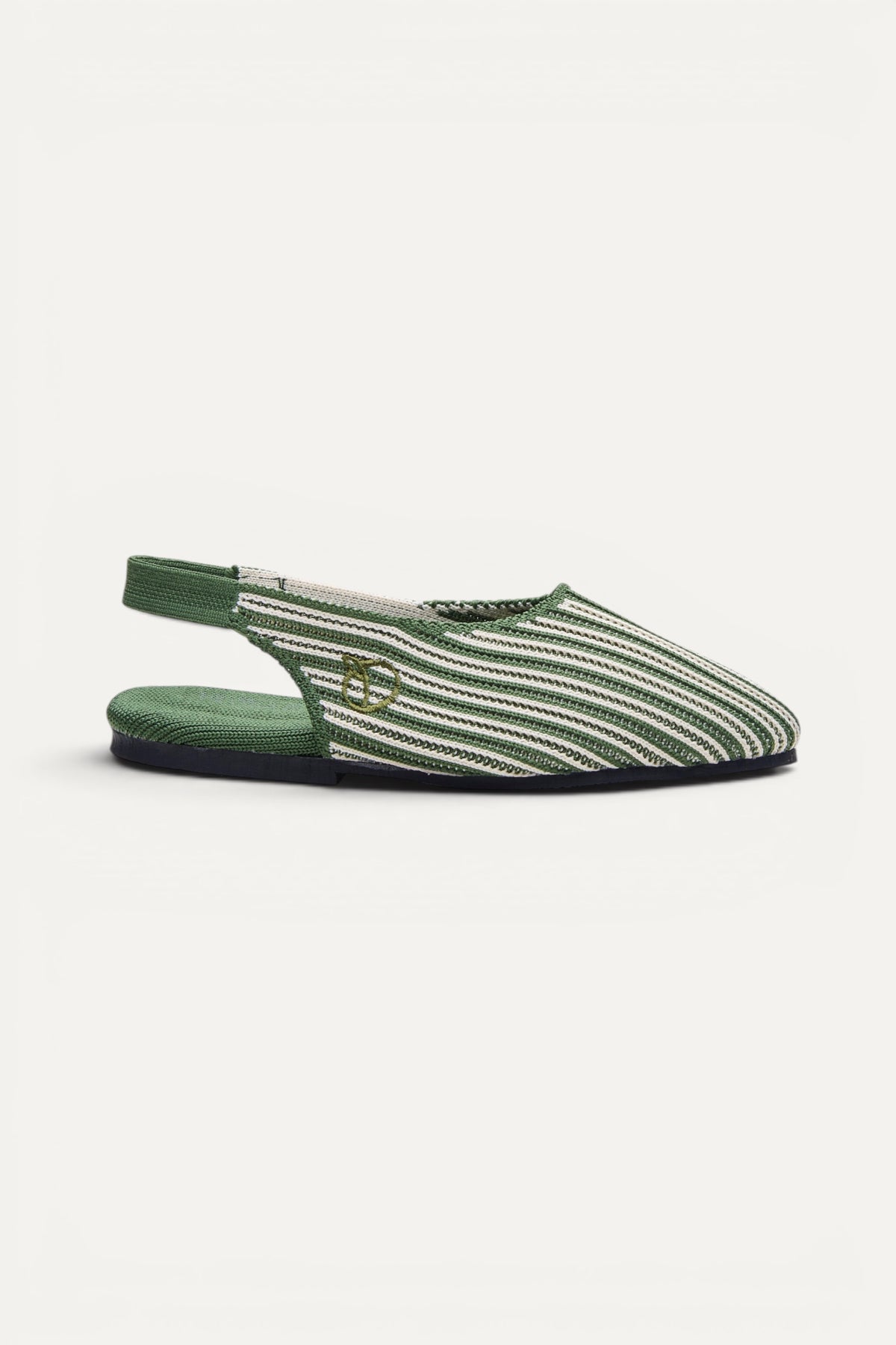 Kids Almond Slingback in Green, rPET knit, machine washable
