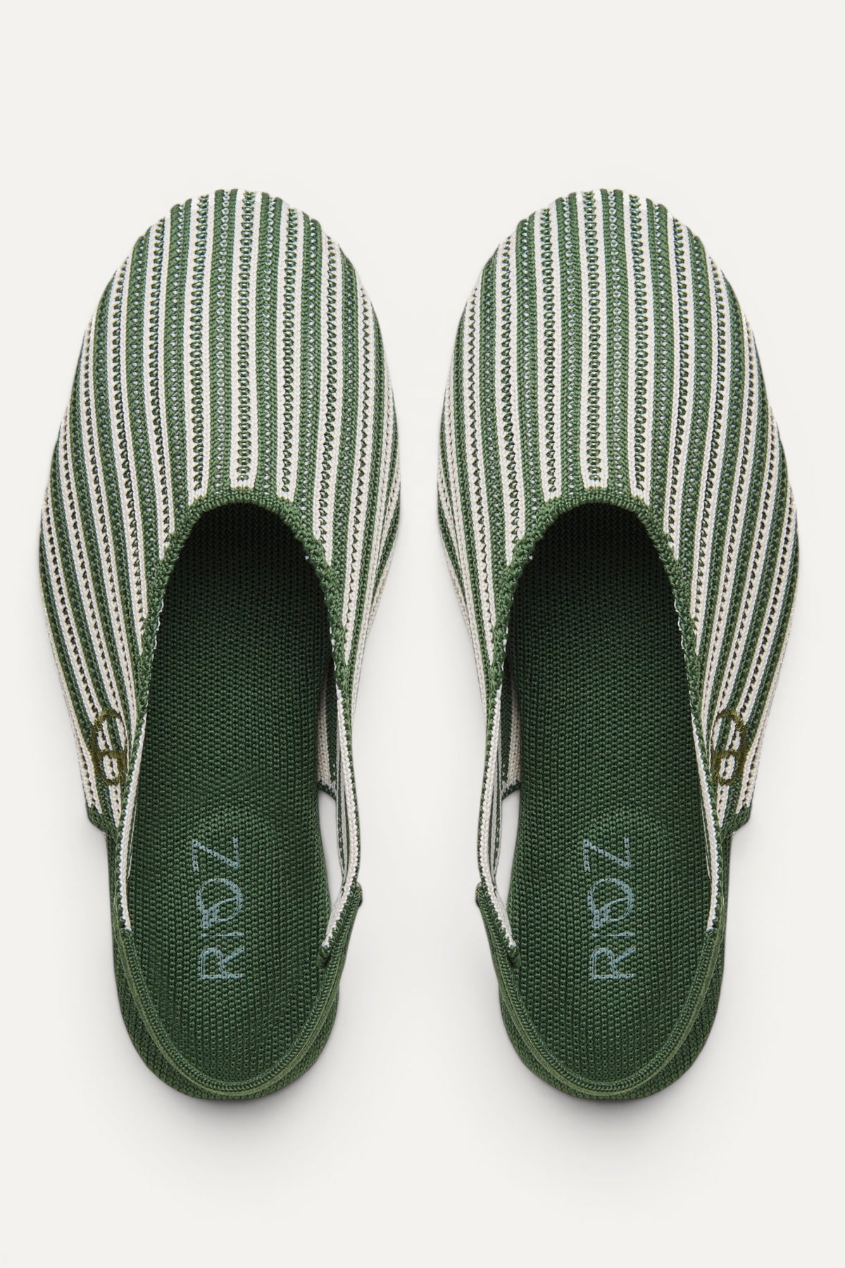 Kids Almond Slingback in Green, rPET knit, machine washable
