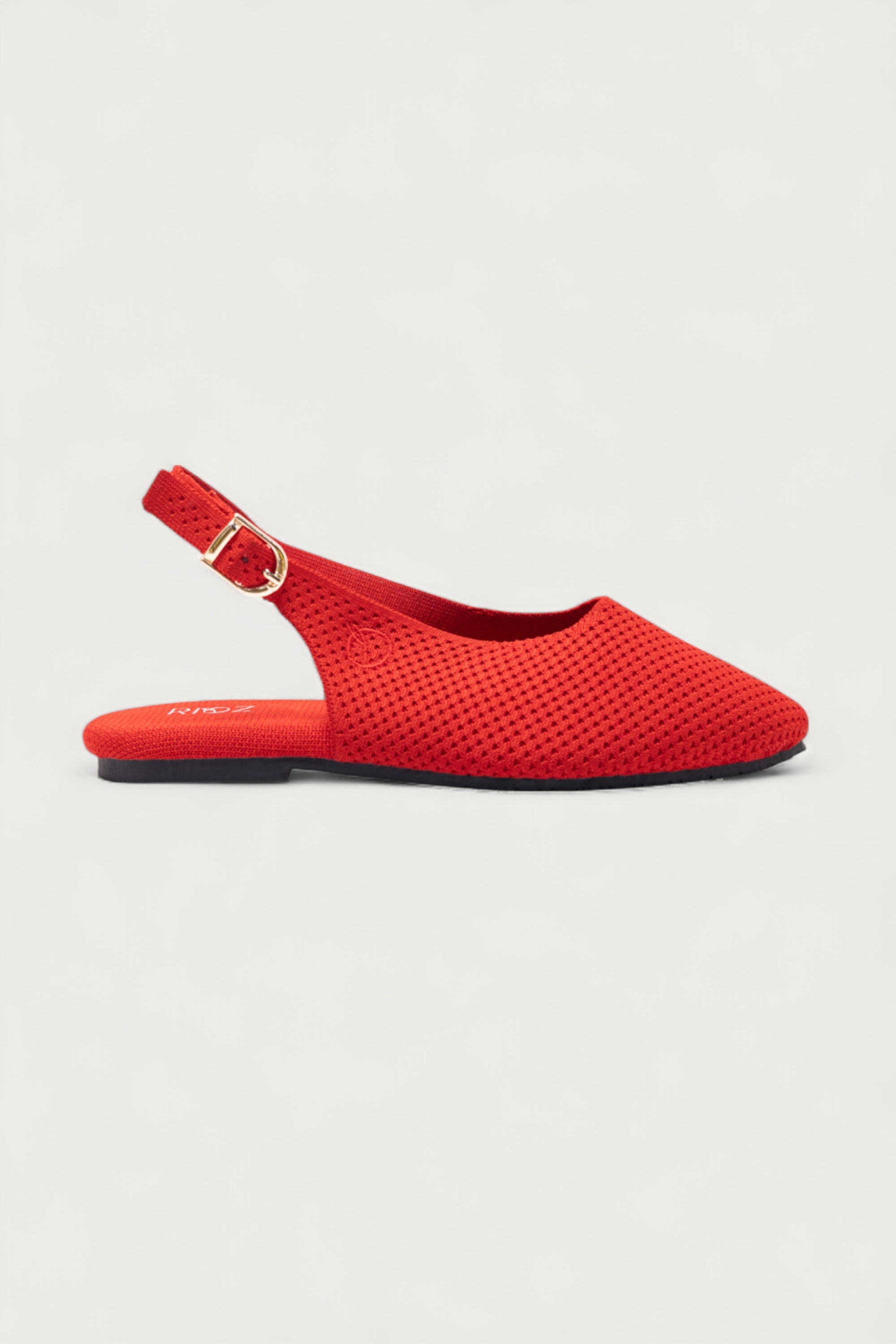 Rioz breathable red knitted slingbacks  flats for women with eco-friendly fabric and cushioned sole 