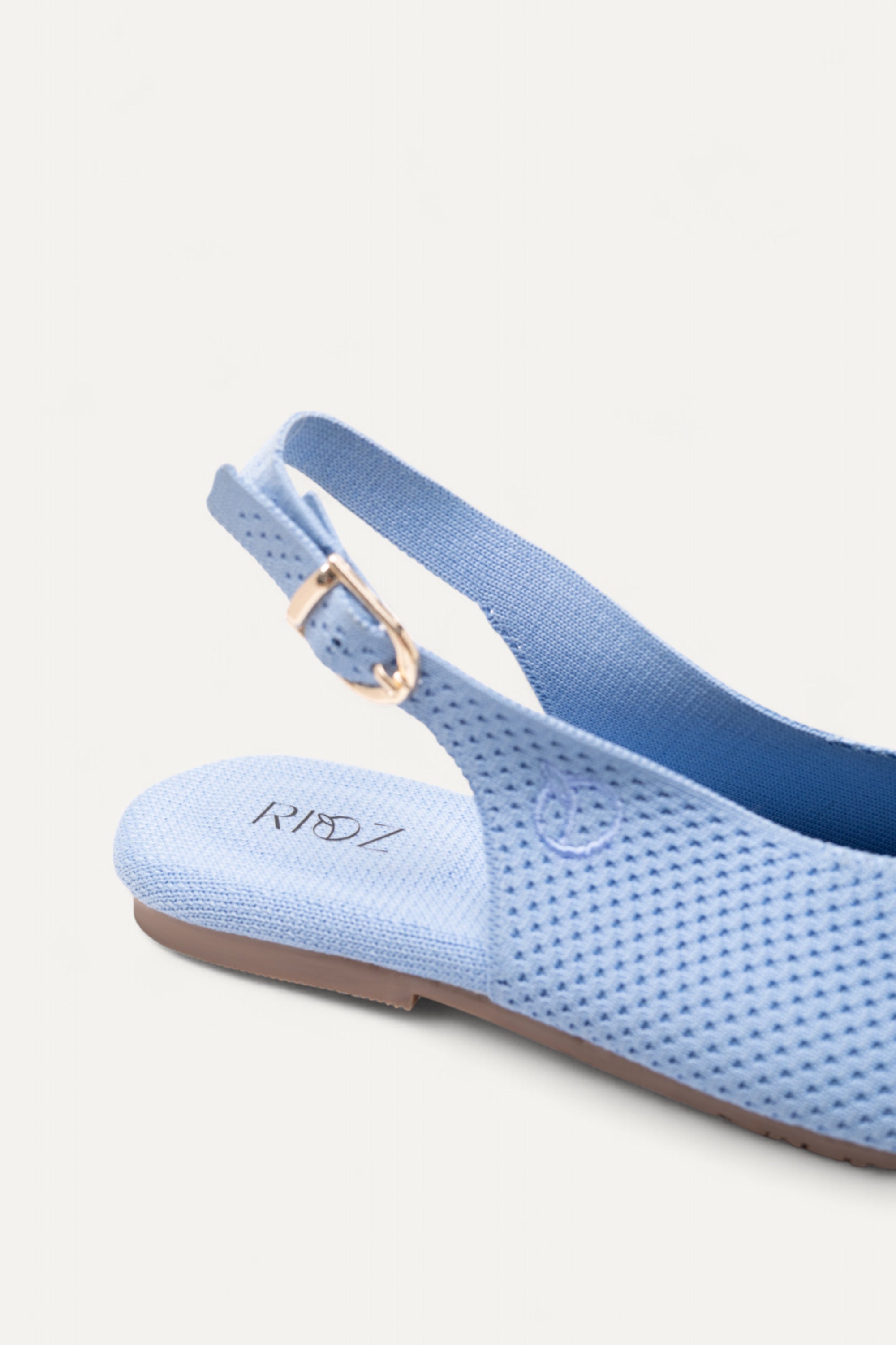  Rioz blue breathable knitted slingbacks  flats for women with eco-friendly fabric and cushioned sole 