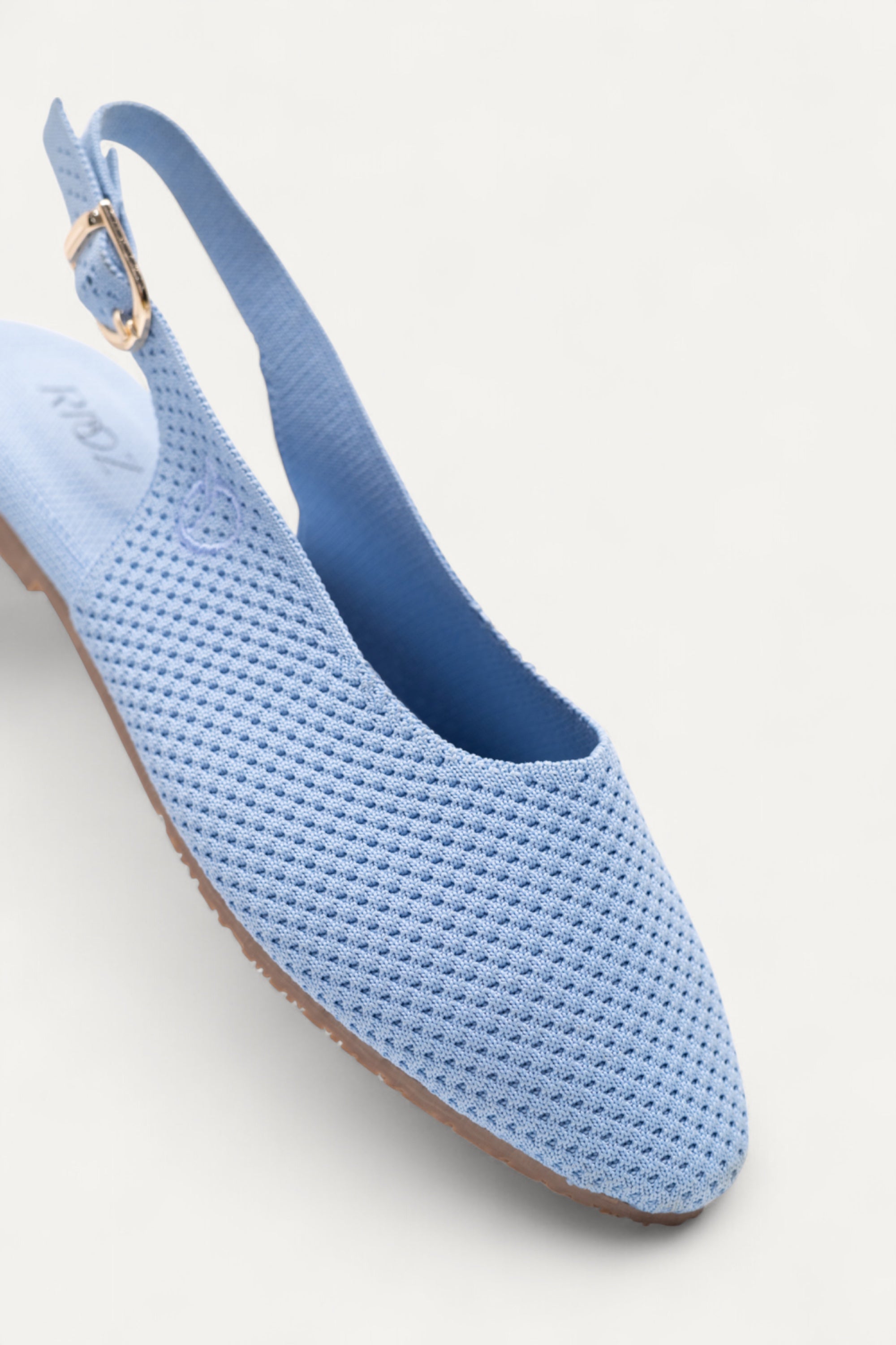  Rioz blue breathable knitted slingbacks  flats for women with eco-friendly fabric and cushioned sole 