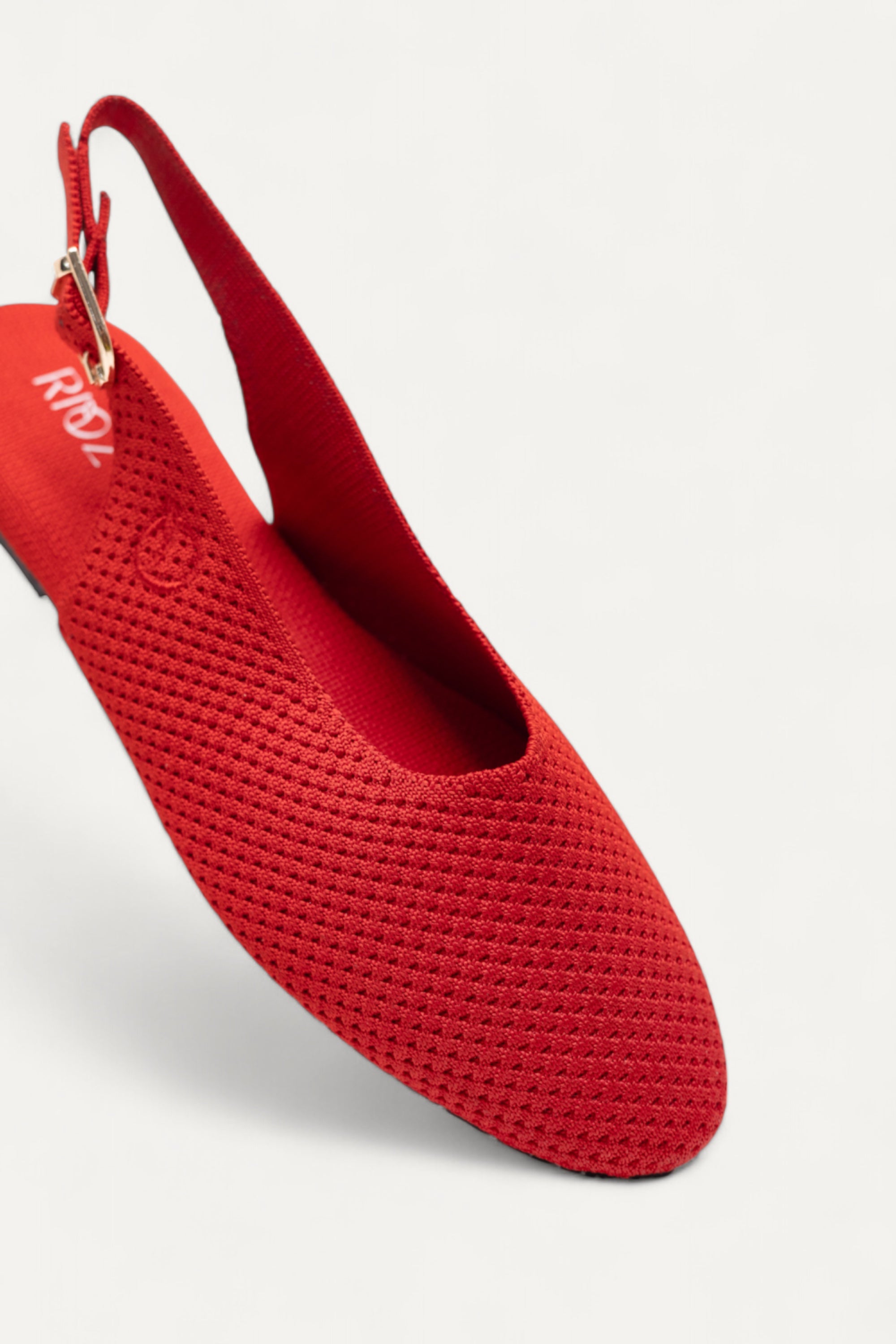 Rioz breathable red knitted slingbacks  flats for women with eco-friendly fabric and cushioned sole 