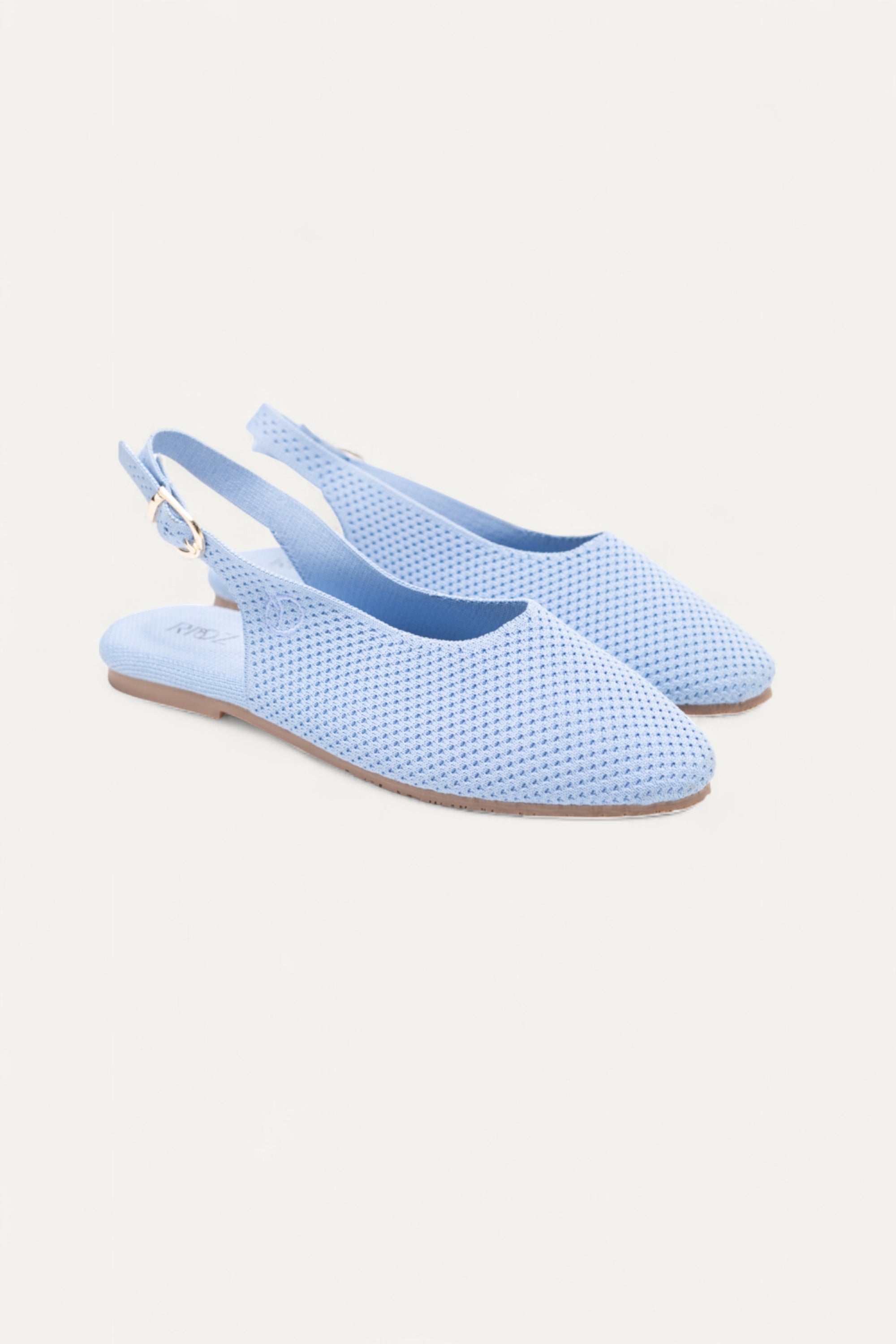  Rioz blue breathable knitted slingbacks  flats for women with eco-friendly fabric and cushioned sole 