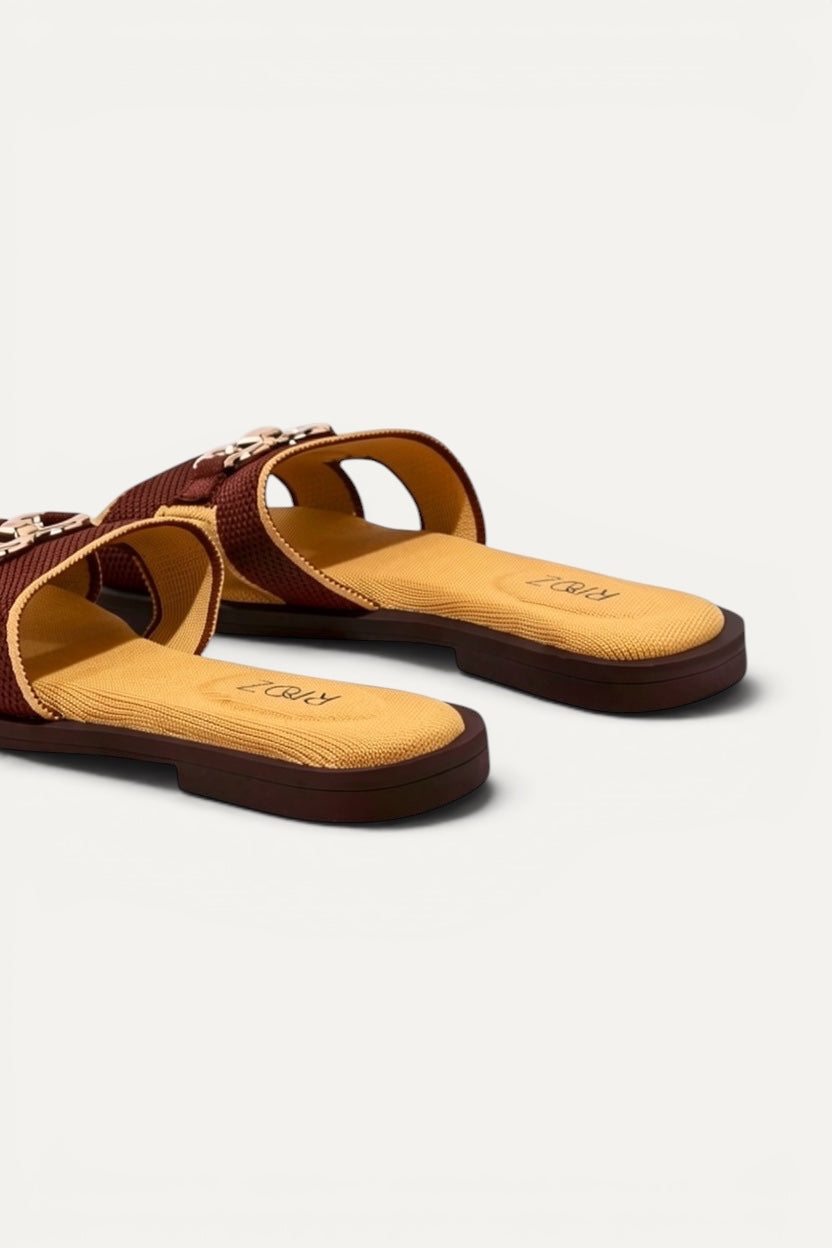 The Aura Slides in Yellow, rPET knit, machine washable