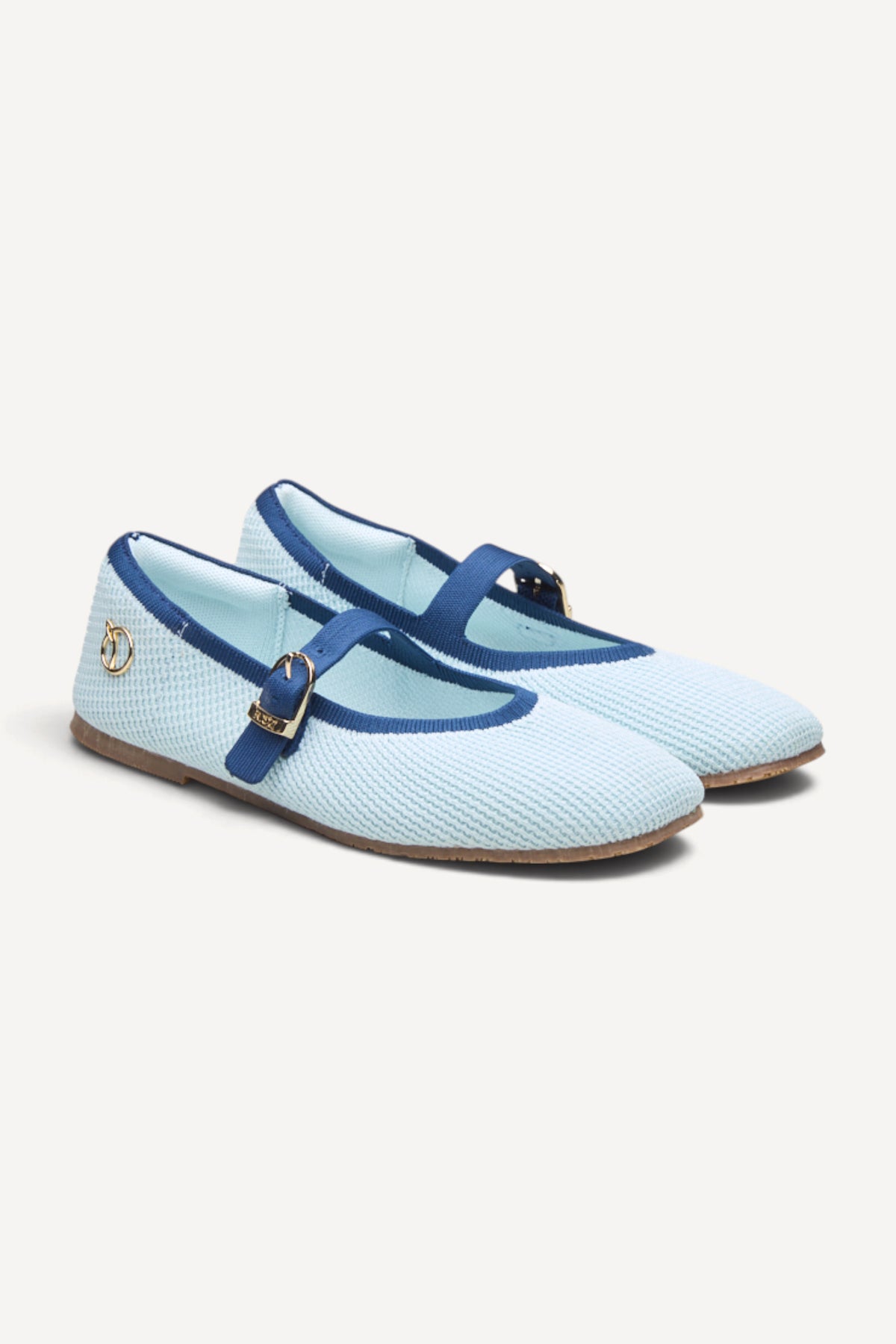 Square Toe Metro Duet Mary Janes in Ocean, rPET knit, machine washable