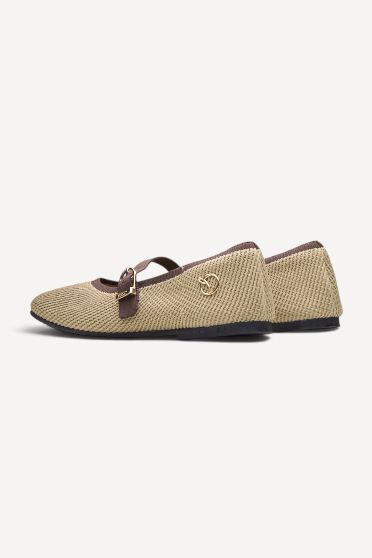 Square Toe Metro Duet Mary Janes in Latte, rPET knit, machine washable