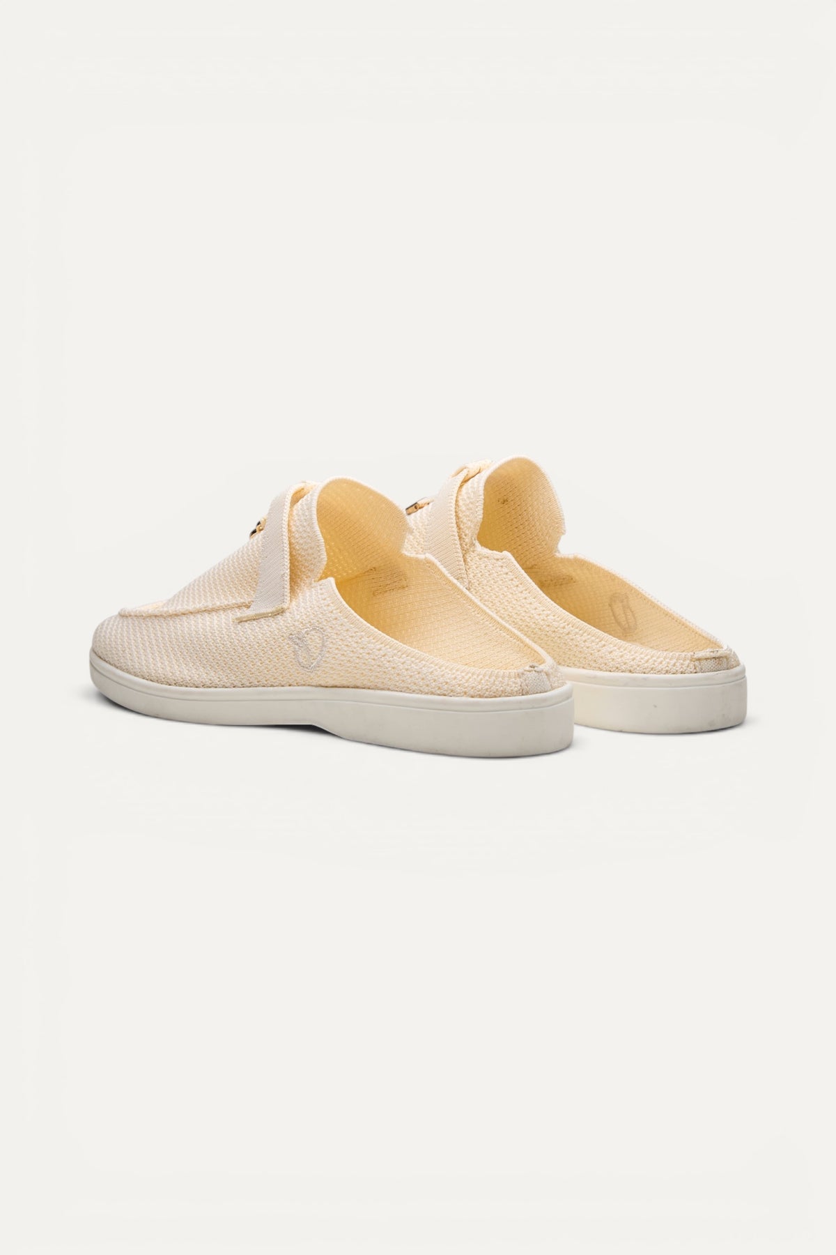 Coco Mules in Ivory, rPET knit, machine washable