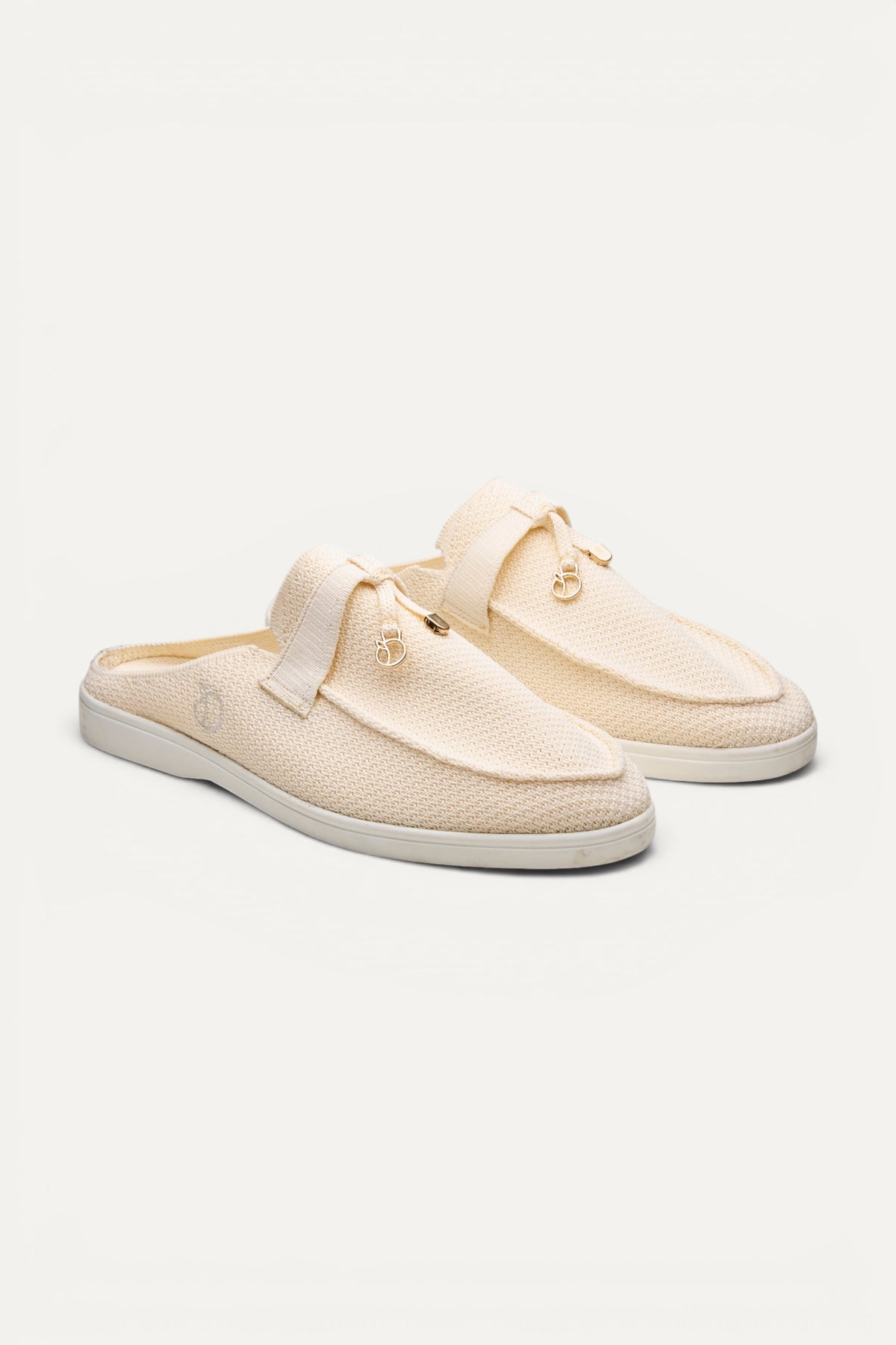 Coco Mules in Ivory, rPET knit, machine washable